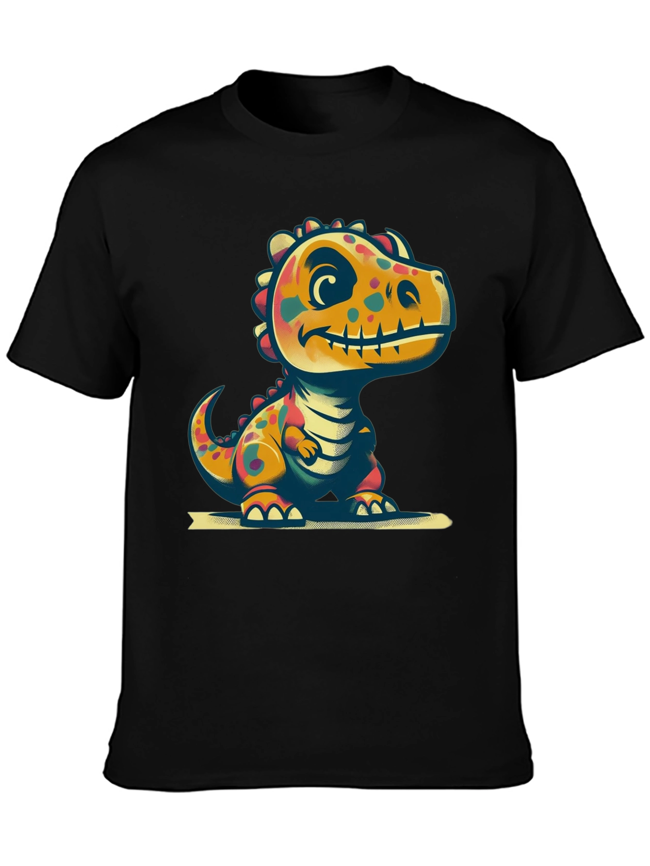 Cute Dinosaur Graphic Tee - Black T-Shirt