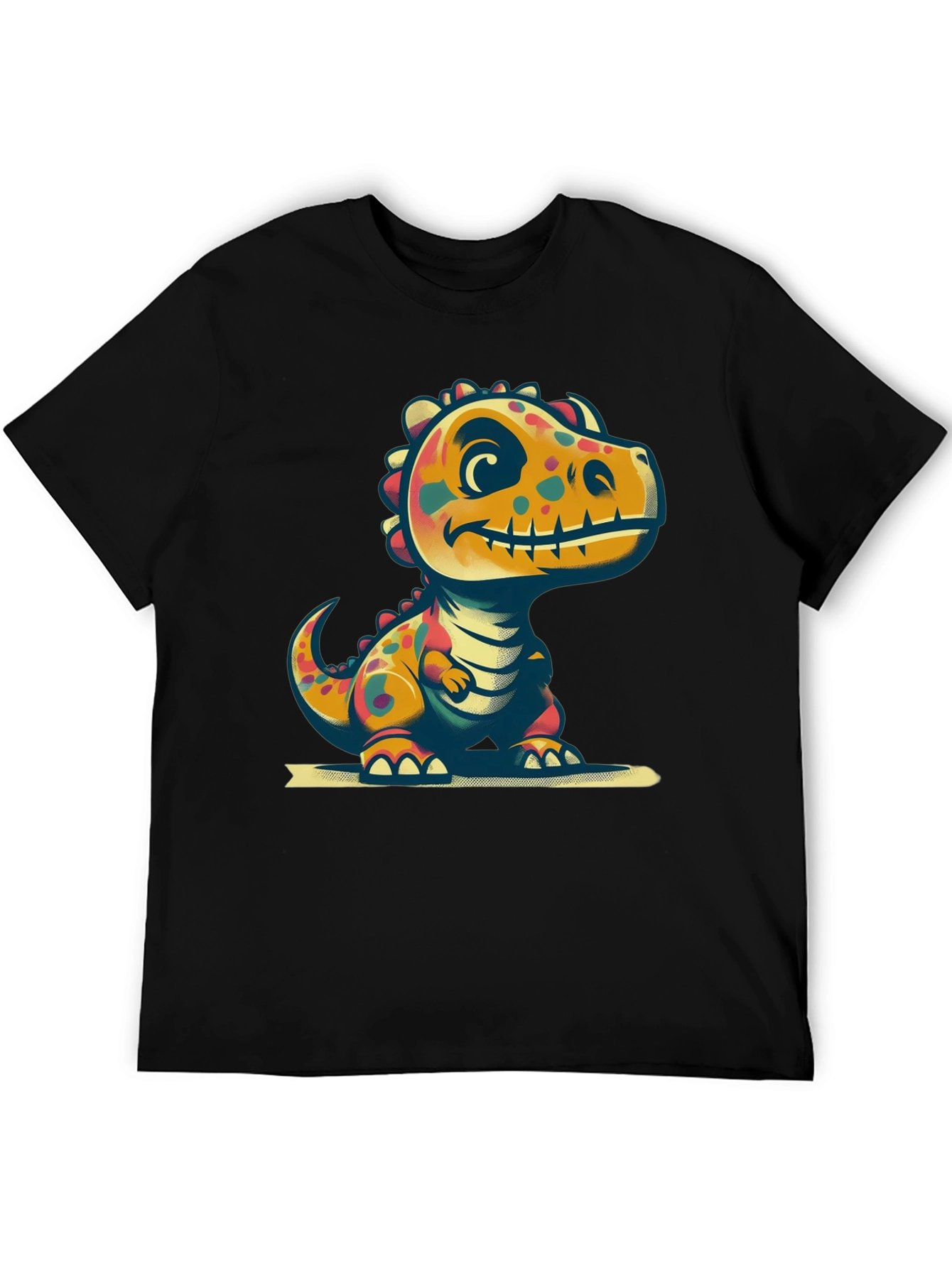 Cute Dinosaur Graphic Tee - Black T-Shirt