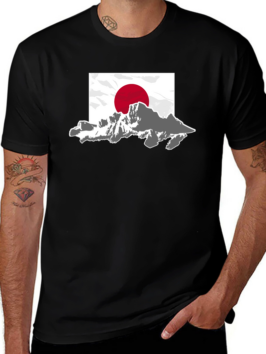 Japanese Mountain Flag Graphic T-Shirt
