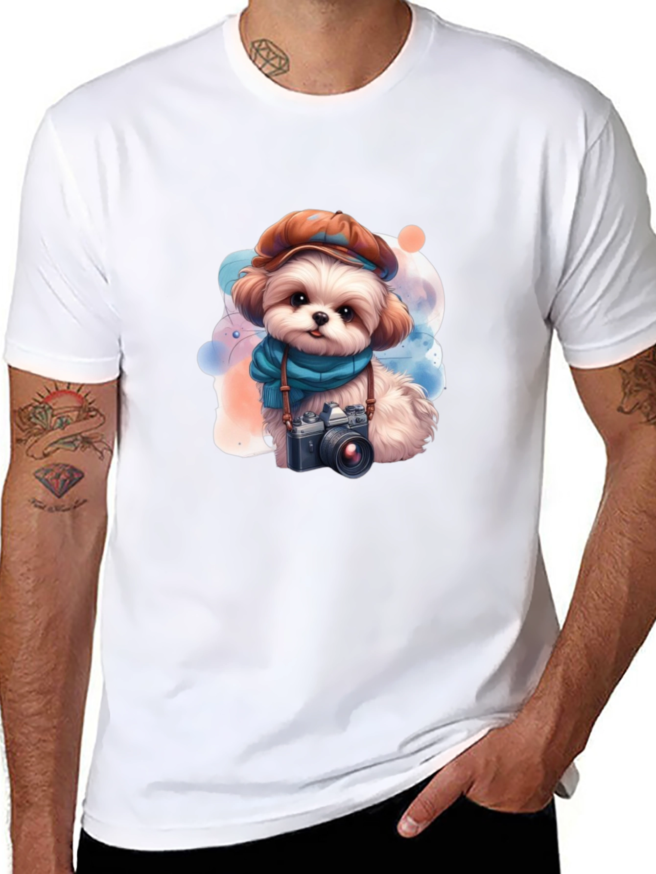 Cute Dog Photographer T-Shirt - Black