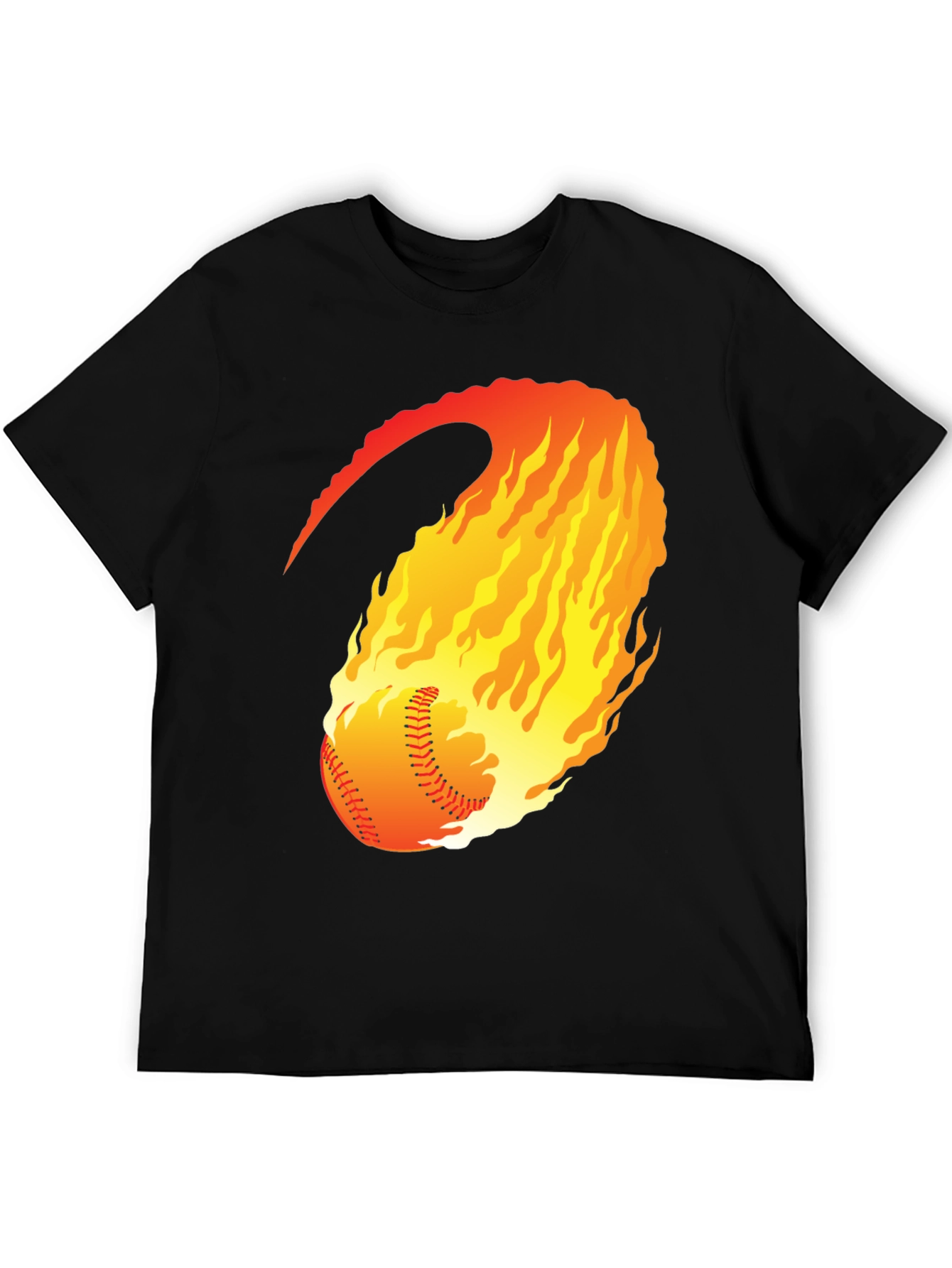 Flaming Baseball Graphic T-Shirt