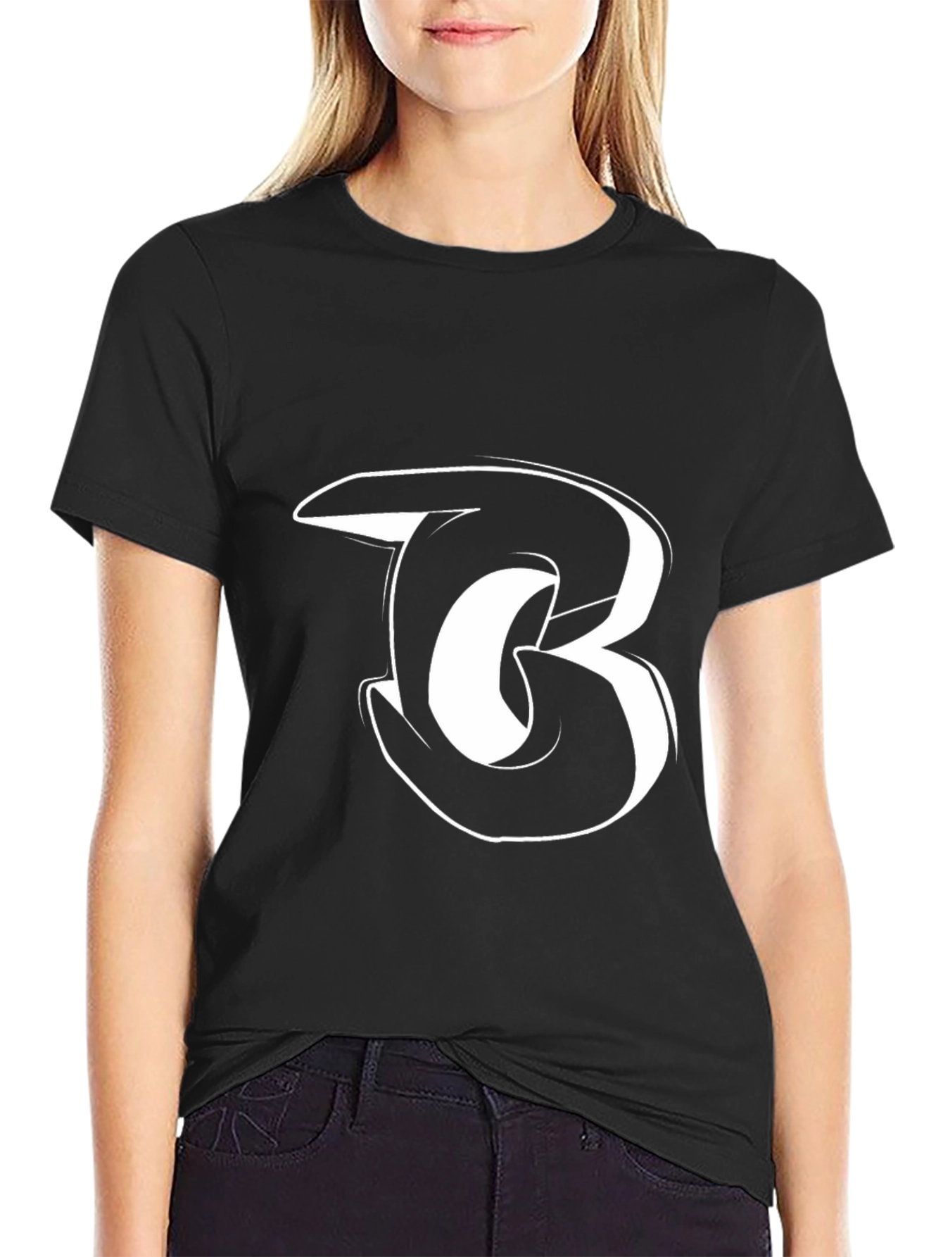 Black T-Shirt with White B Design