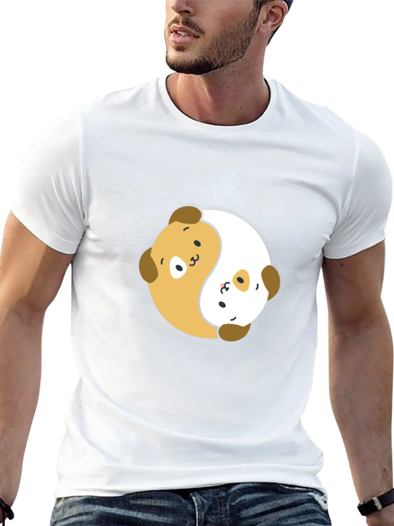 Yin Yang Puppy Dog T-Shirt - Black