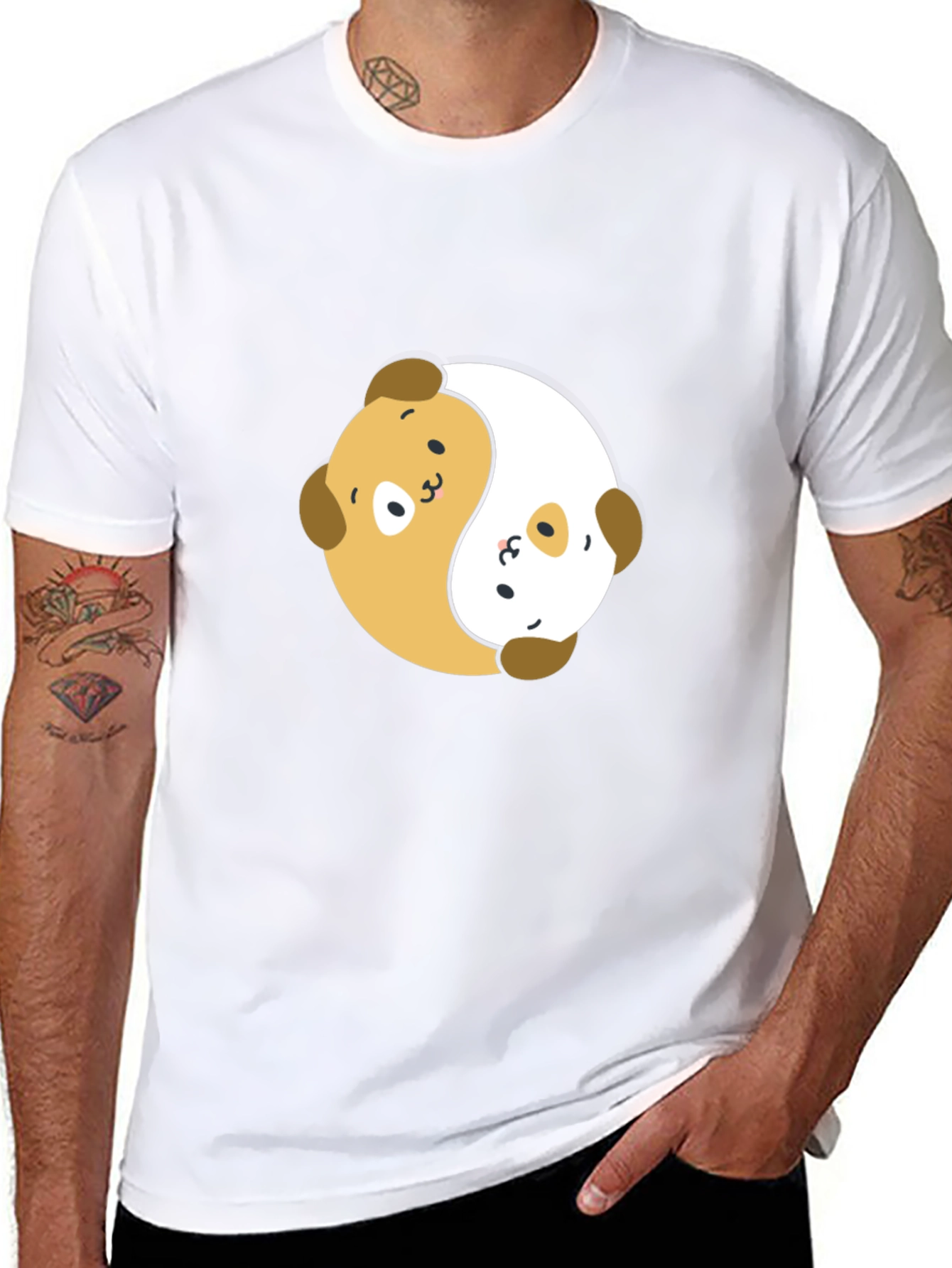 Yin Yang Puppy Dog T-Shirt - Black