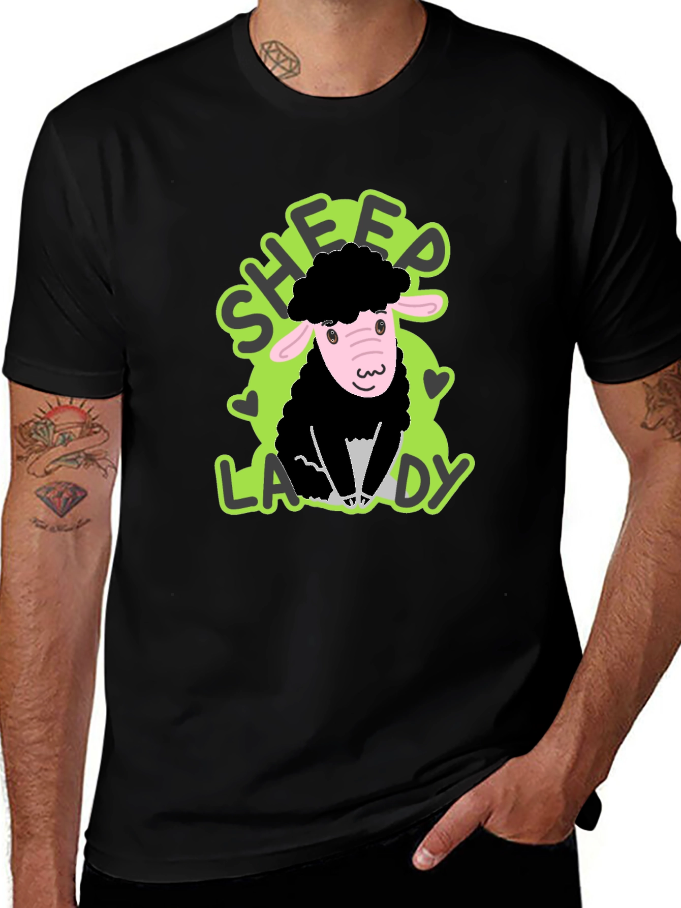 Sheep Lady Black T-Shirt