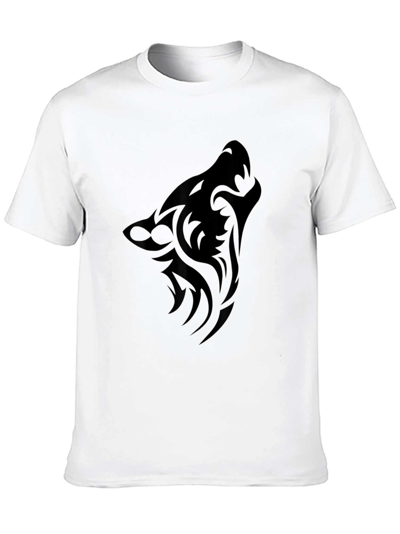 Black Tribal Wolf Head T-Shirt