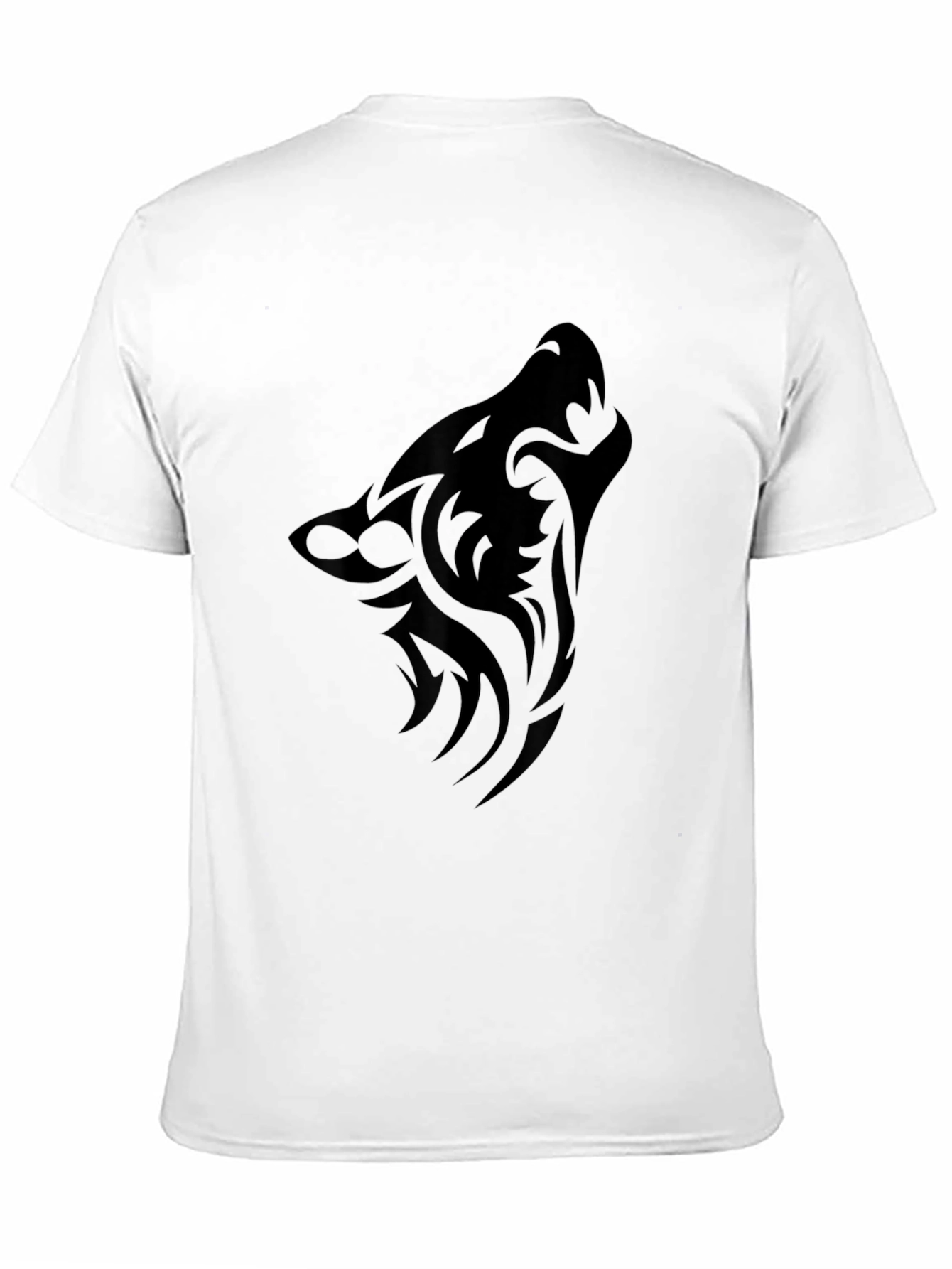Black Tribal Wolf Head T-Shirt