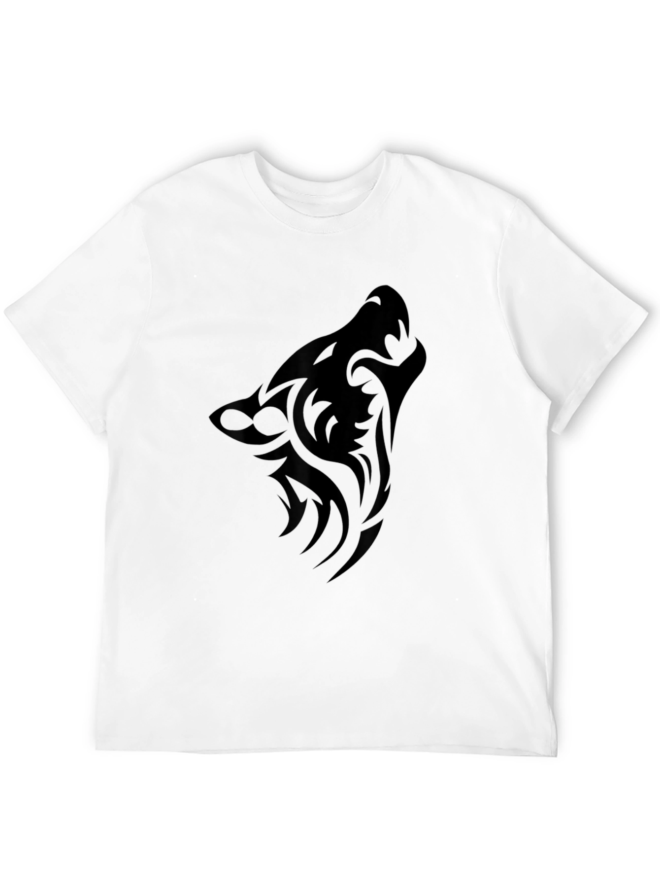 Black Tribal Wolf Head T-Shirt