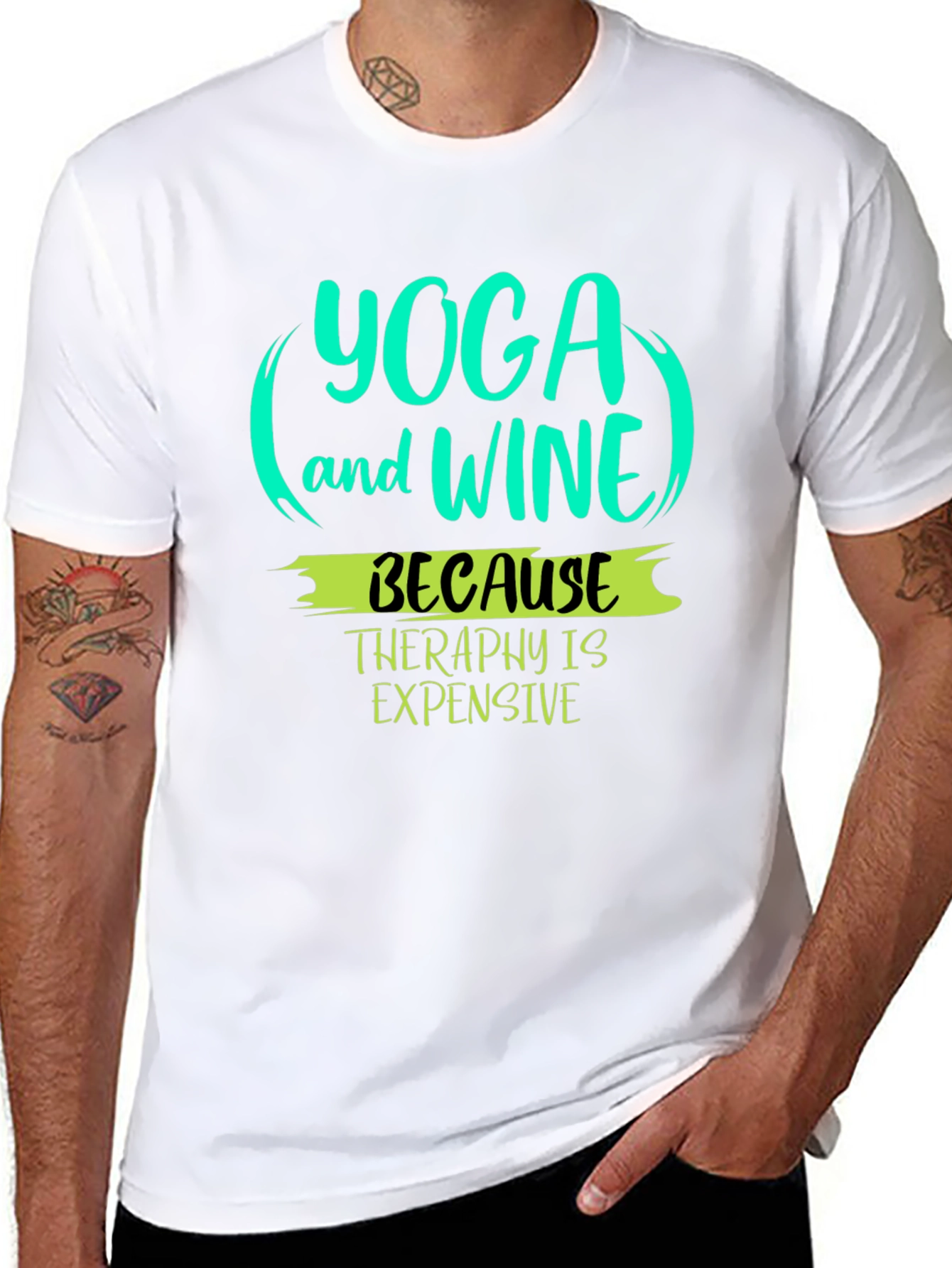 Yoga & Wine T-Shirt - Because Therapy Is Expensive