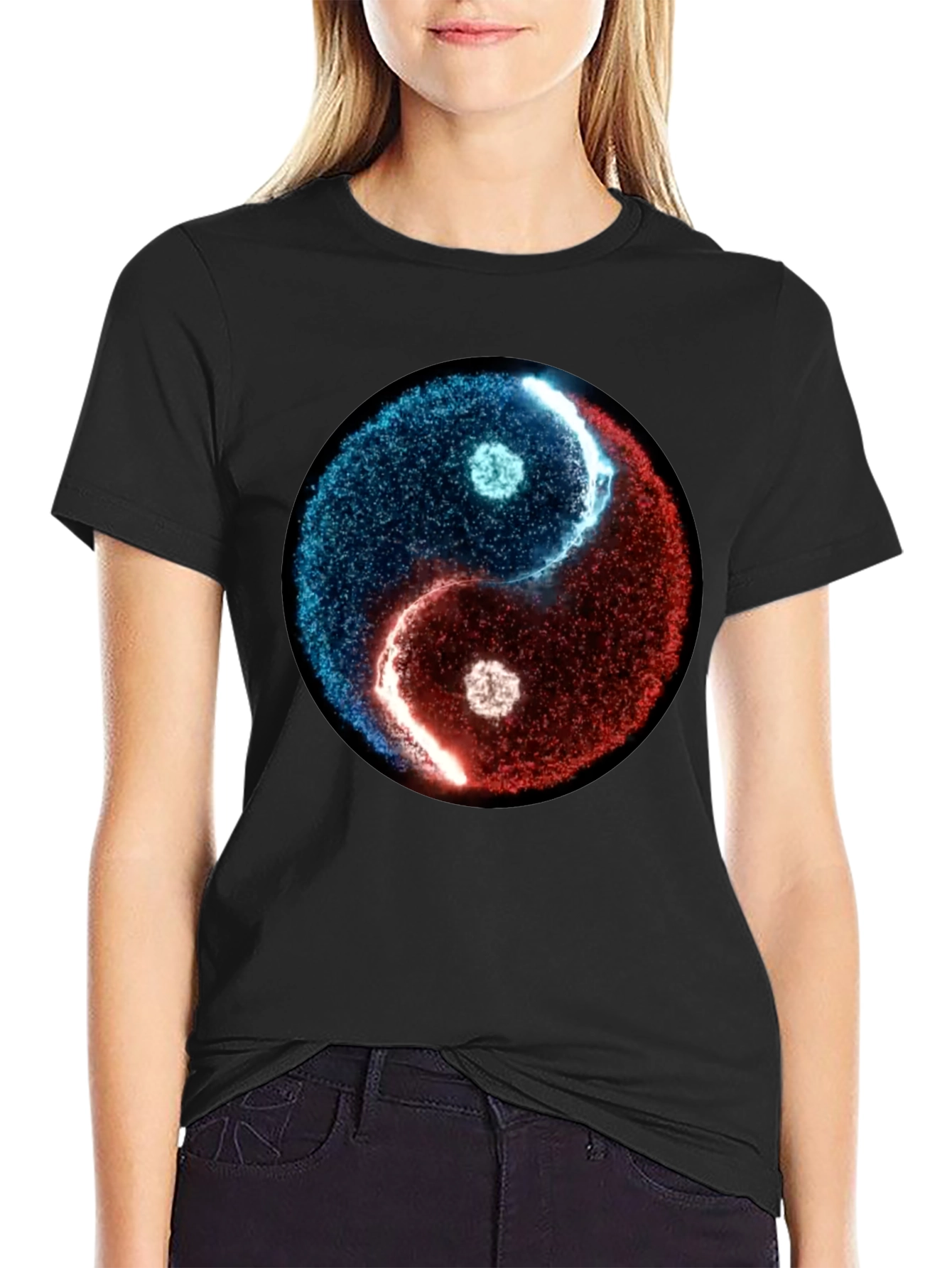 Yin Yang Graphic Tee - Black Cotton Blend