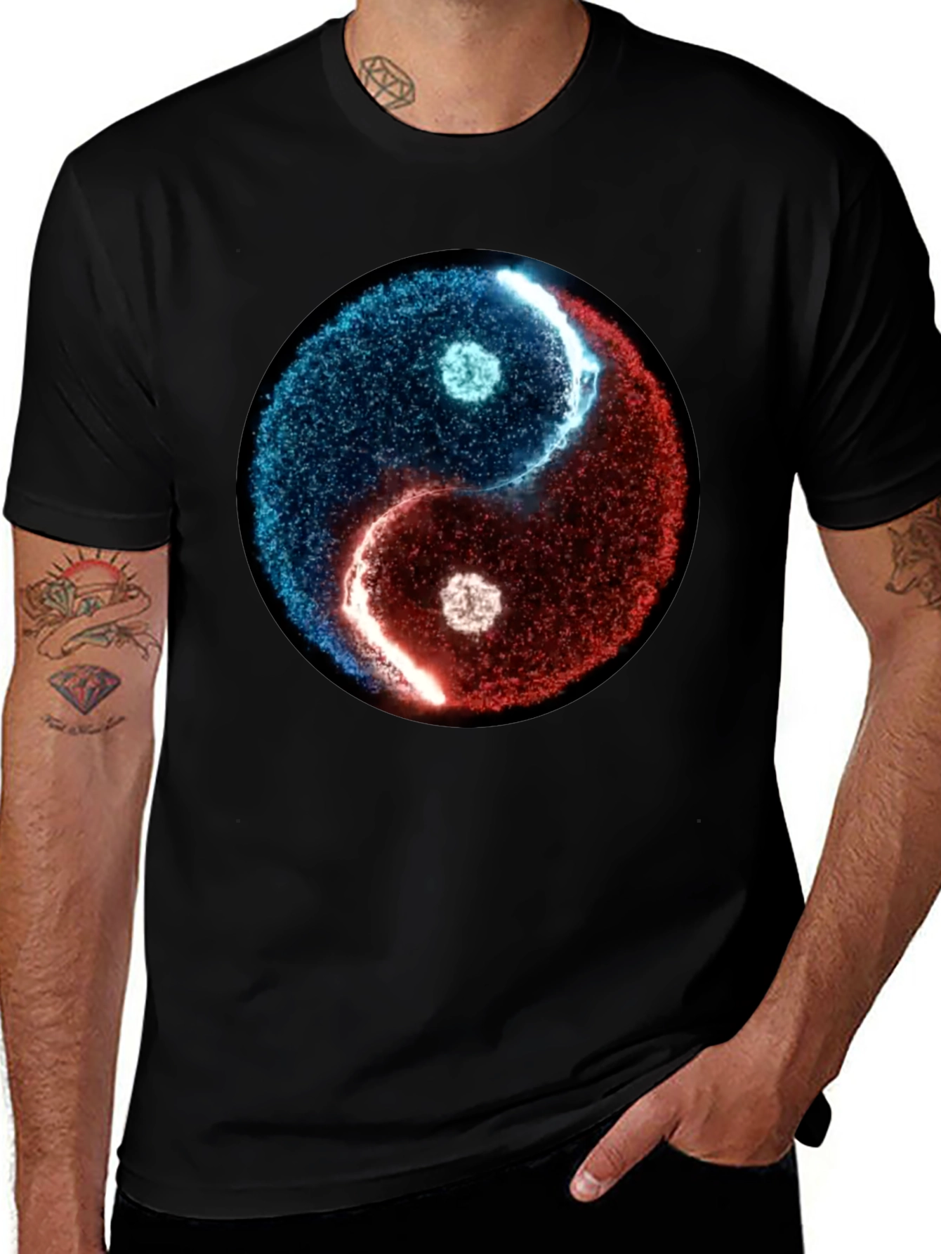 Yin Yang Graphic Tee - Black Cotton Blend