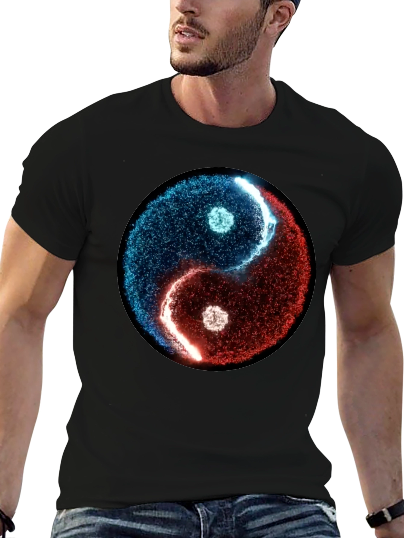 Yin Yang Graphic Tee - Black Cotton Blend