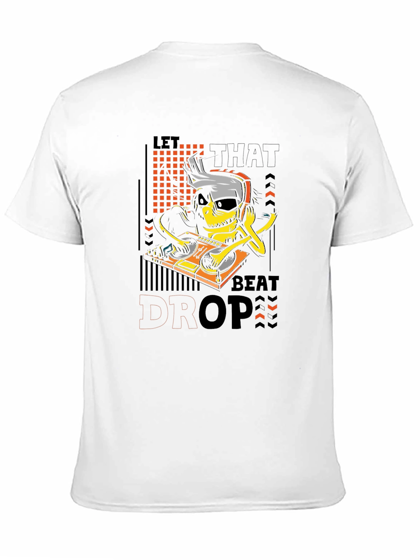 DJ Skeleton Let That Beat Drop Black Graphic Tee
