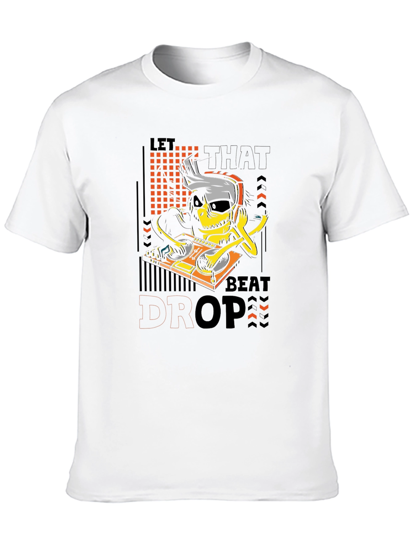 DJ Skeleton Let That Beat Drop Black Graphic Tee