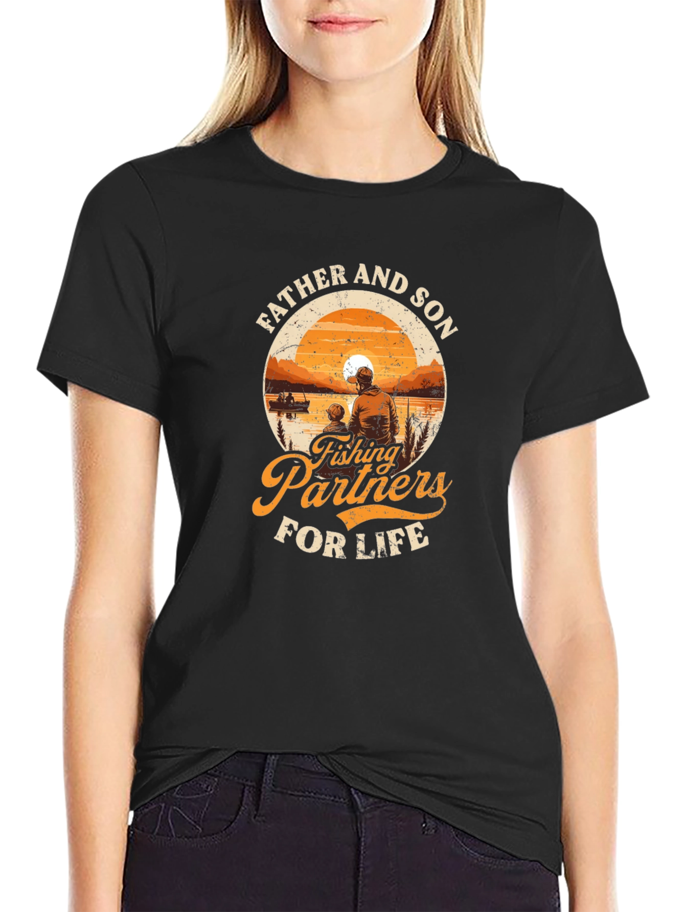 Father & Son Fishing Partners Black T-Shirt