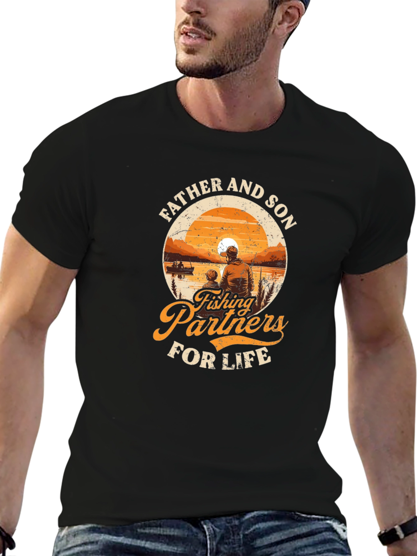 Father & Son Fishing Partners Black T-Shirt