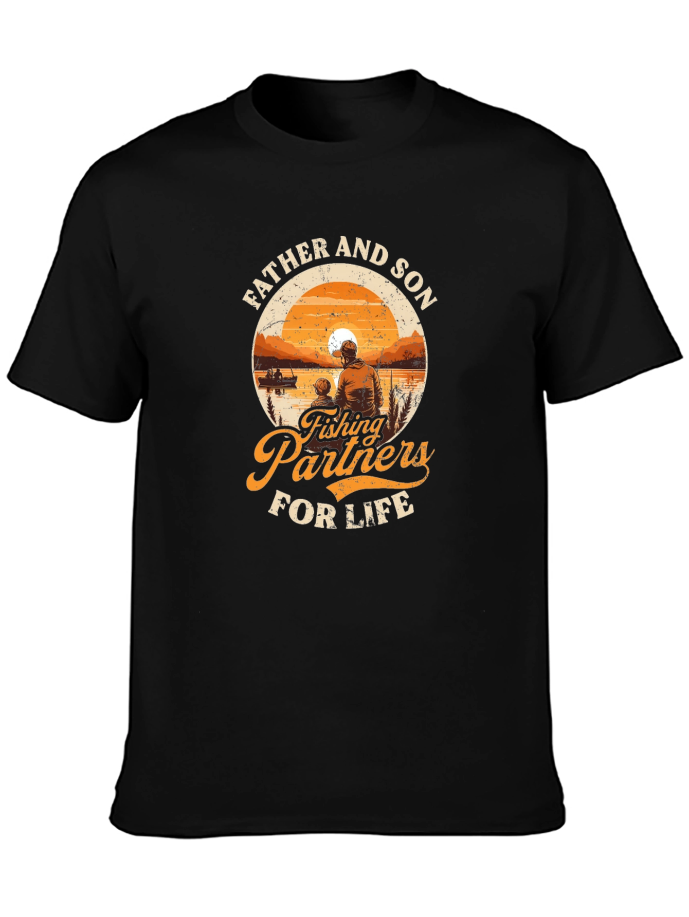 Father & Son Fishing Partners Black T-Shirt