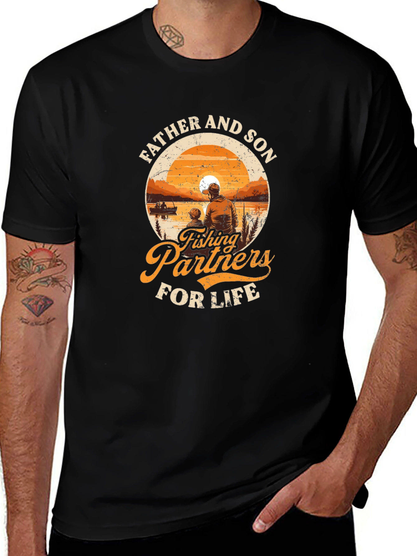 Father & Son Fishing Partners Black T-Shirt