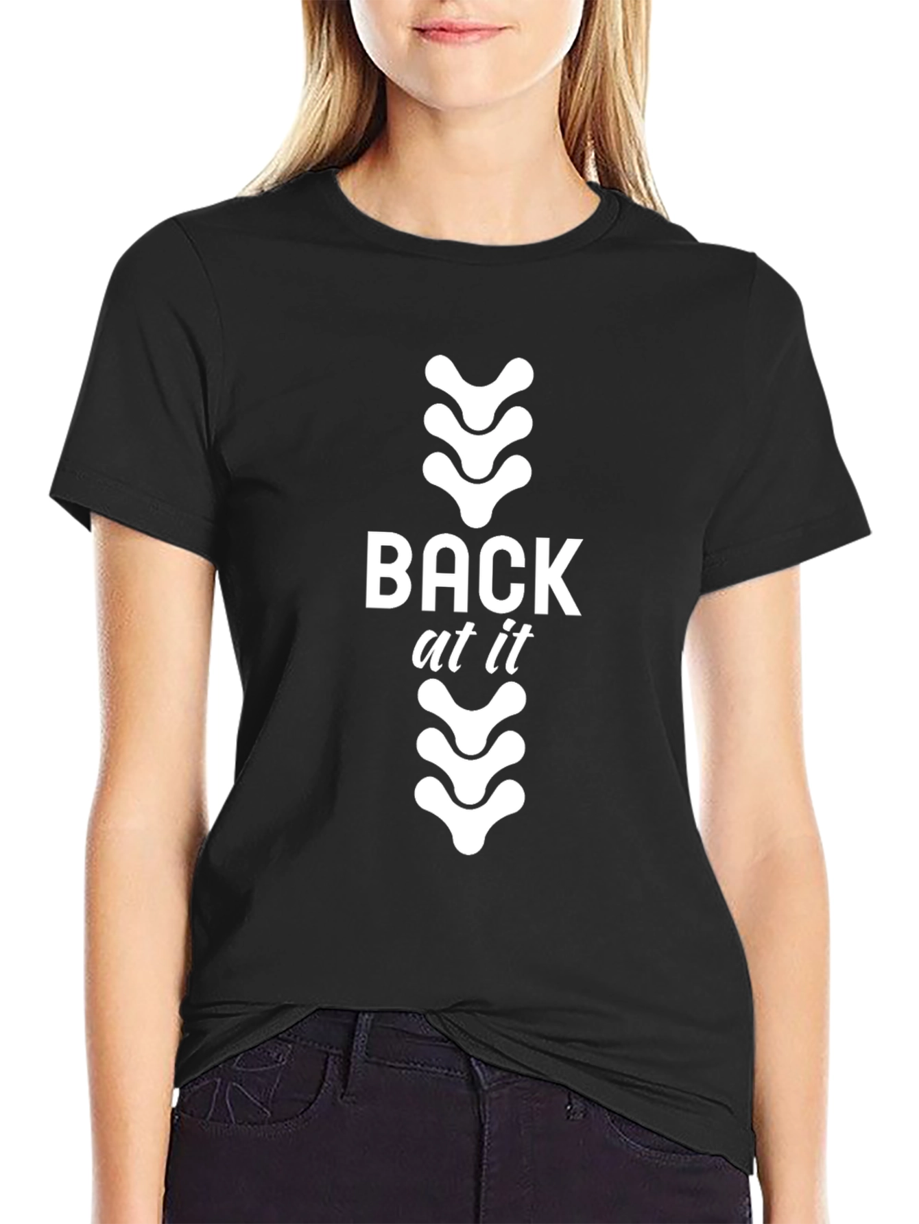 Back At It Spine Design Black T-Shirt