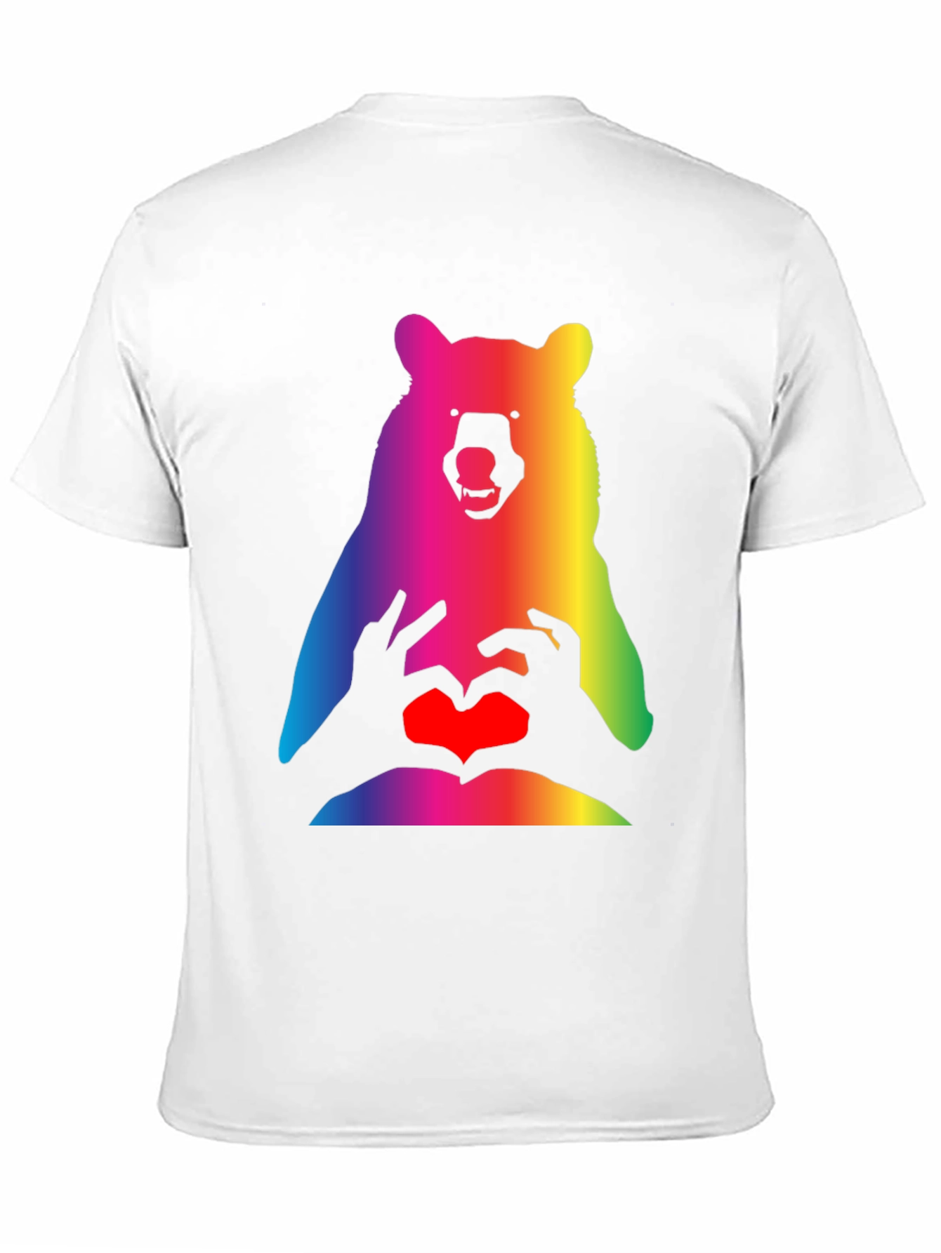 Rainbow Bear Heart Hands Graphic T-Shirt