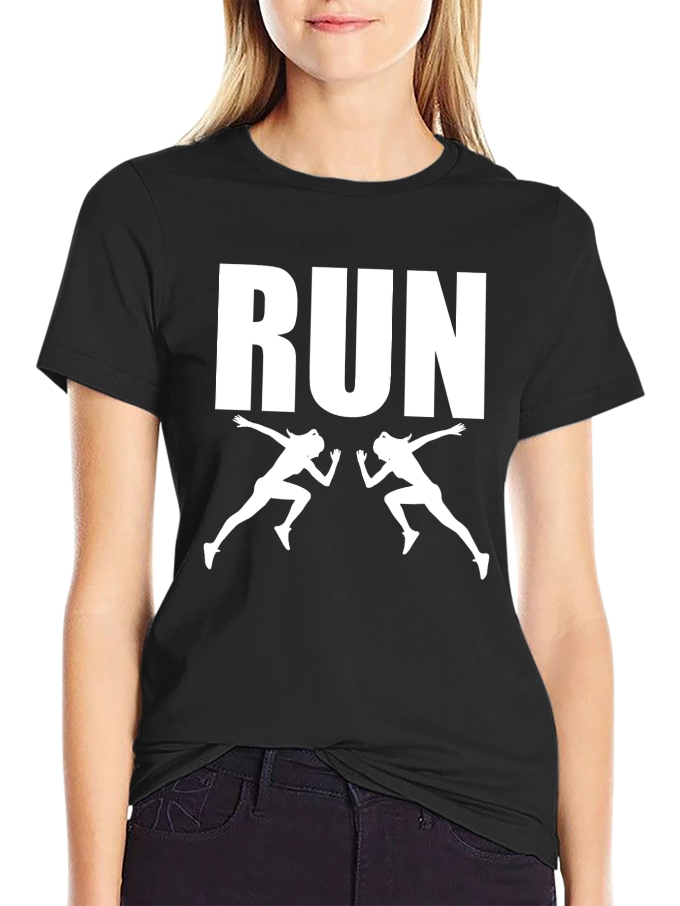 Run Graphic Tee - Black Cotton Running T-Shirt