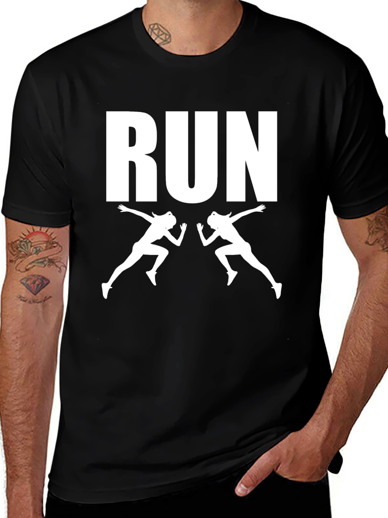 Run Graphic Tee - Black Cotton Running T-Shirt