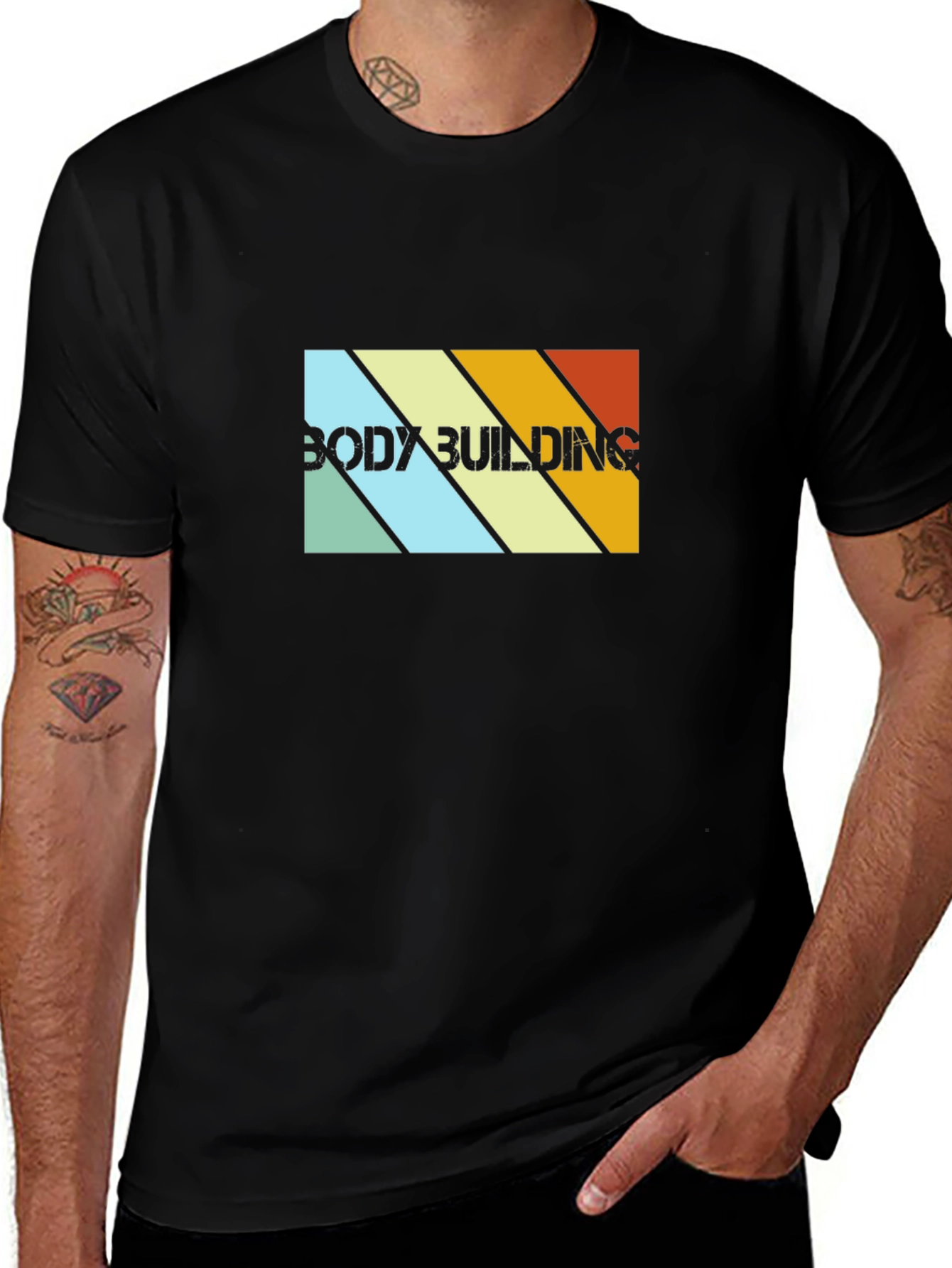 Retro Bodybuilding Graphic T-Shirt - Mens Black Tee