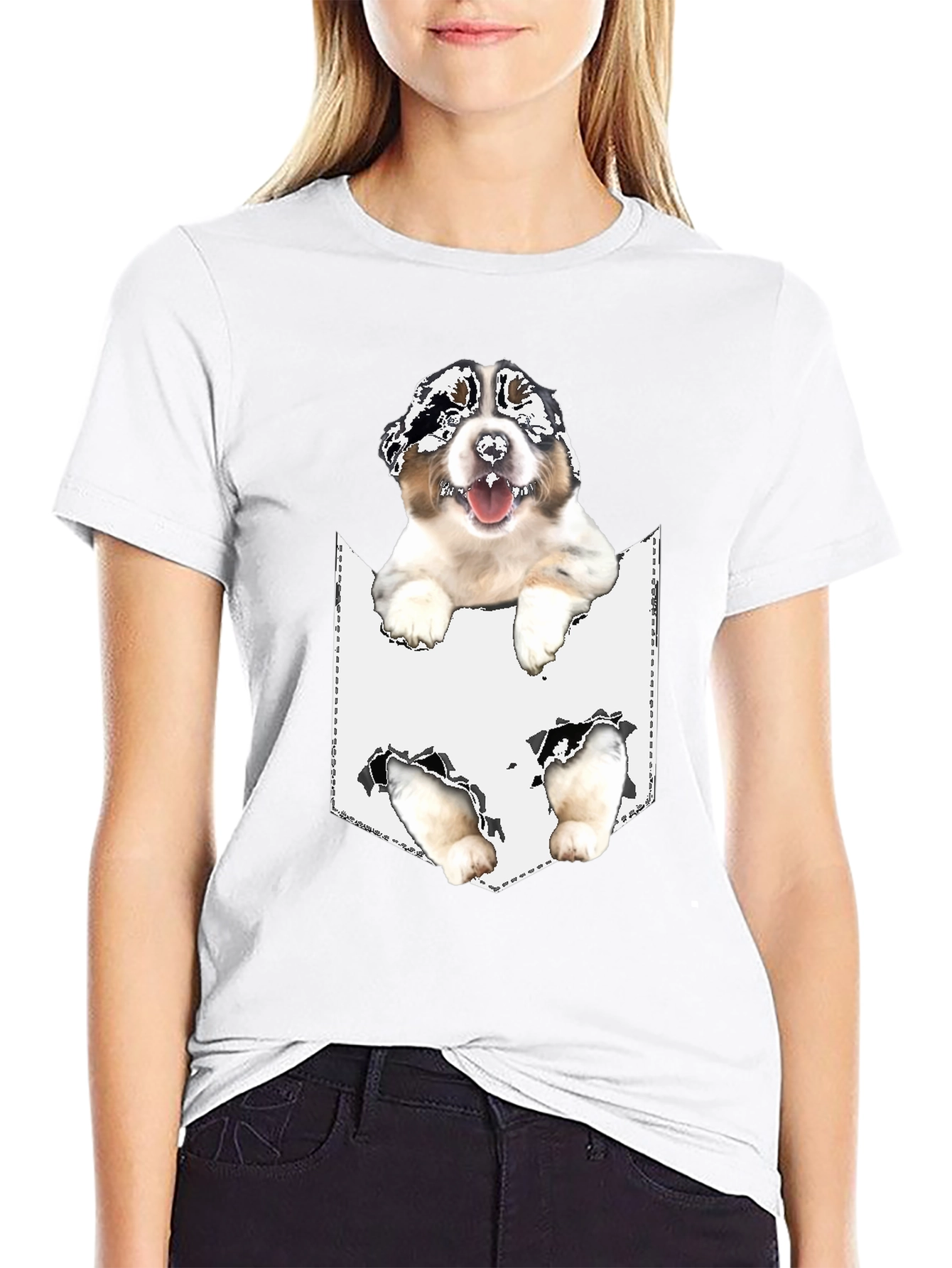 Dog Pocket T-Shirt - Novelty Pet Tee