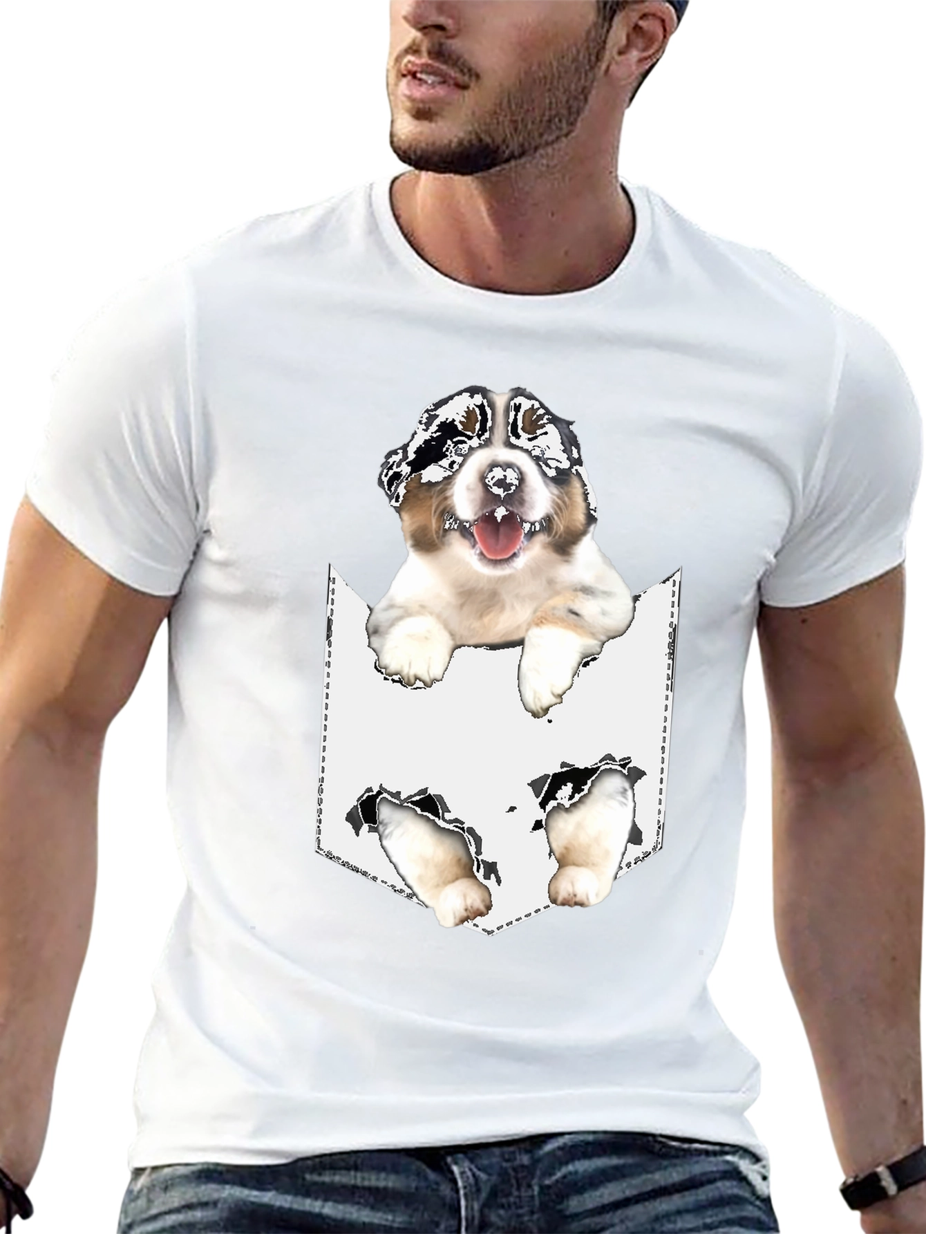 Dog Pocket T-Shirt - Novelty Pet Tee