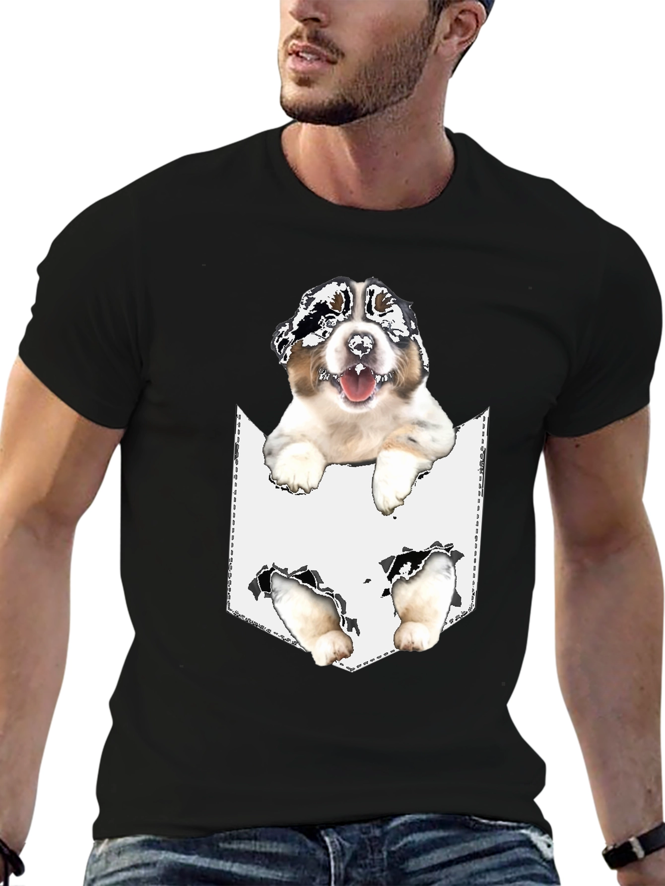 Dog Pocket T-Shirt - Novelty Pet Tee