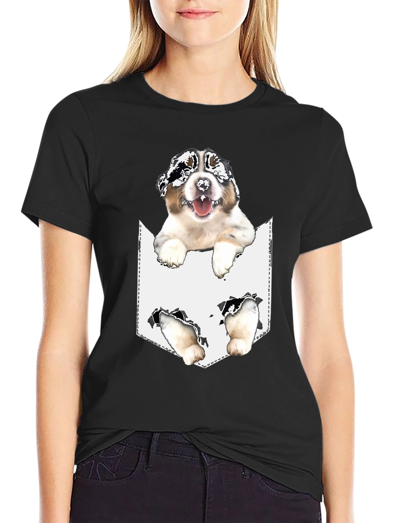Dog Pocket T-Shirt - Novelty Pet Tee
