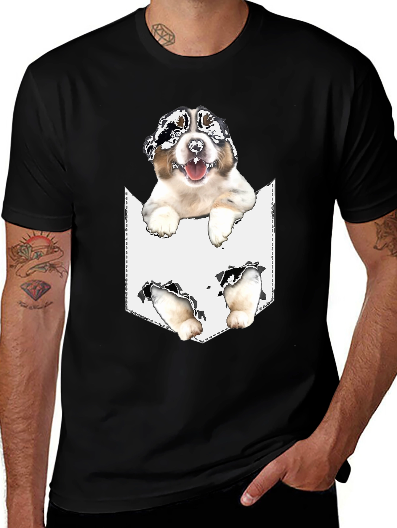 Dog Pocket T-Shirt - Novelty Pet Tee