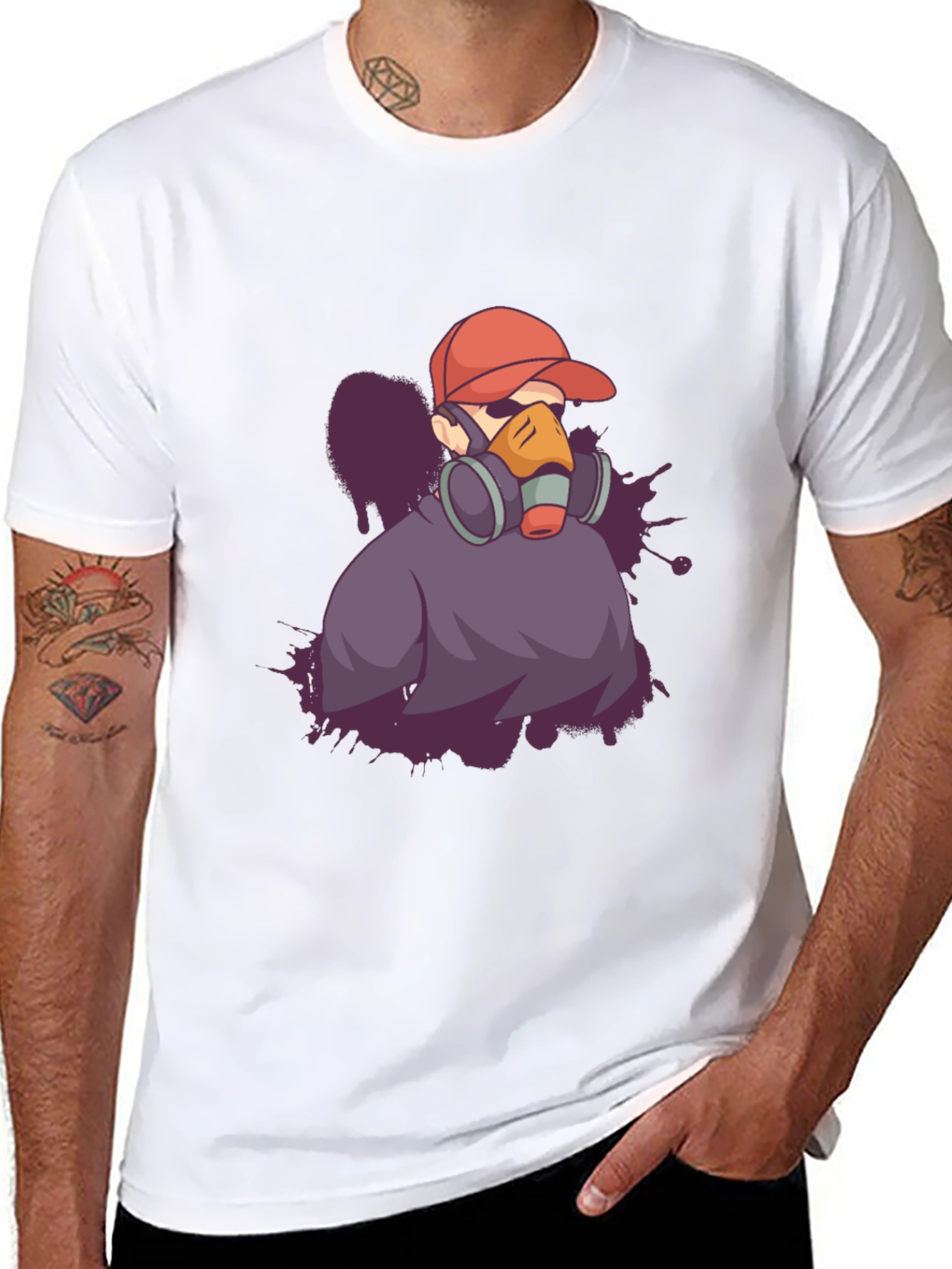Urban Style Graphic Tee - Gas Mask Artist