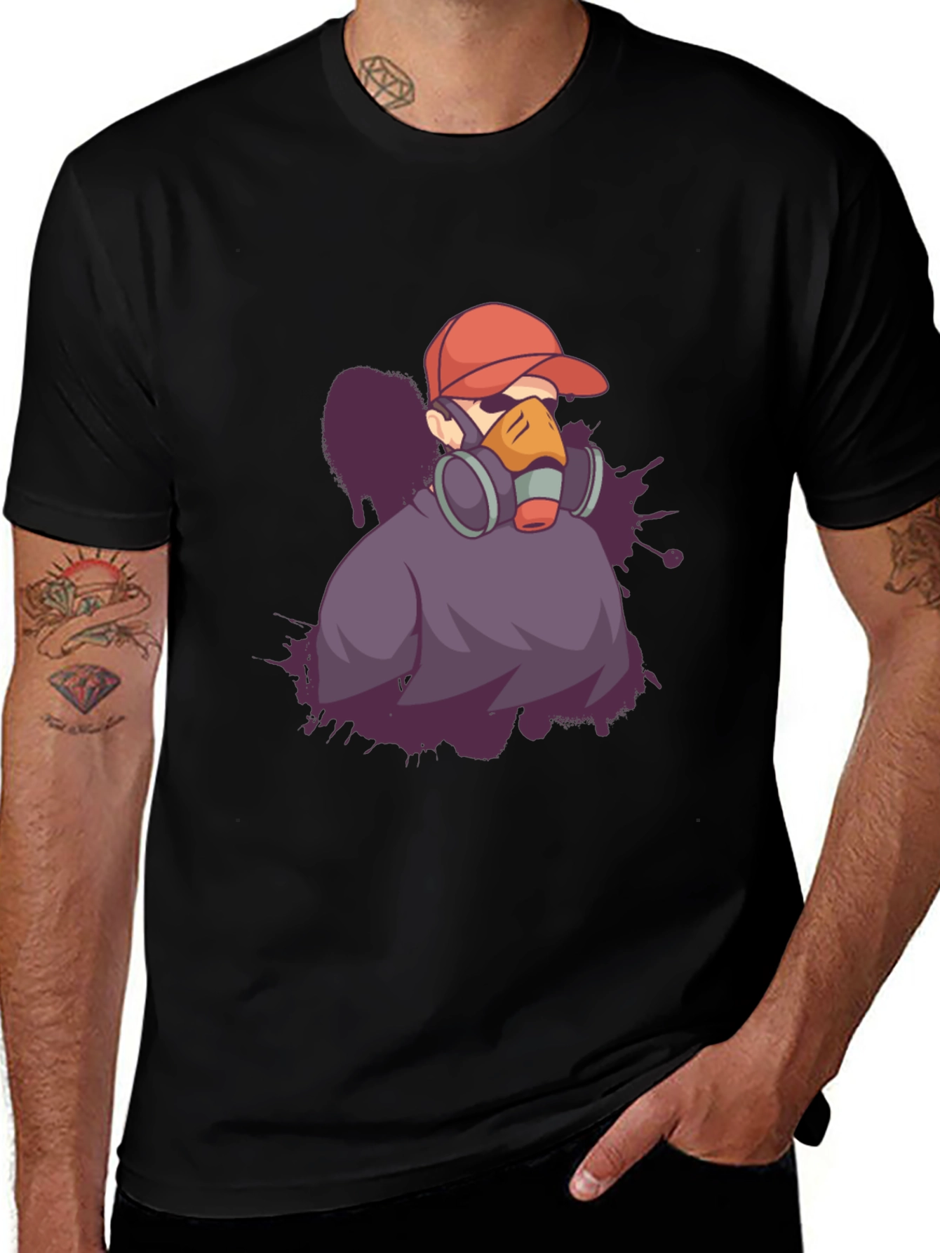 Urban Style Graphic Tee - Gas Mask Artist