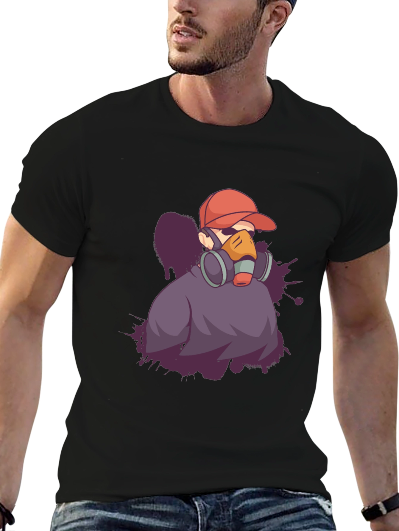Urban Style Graphic Tee - Gas Mask Artist