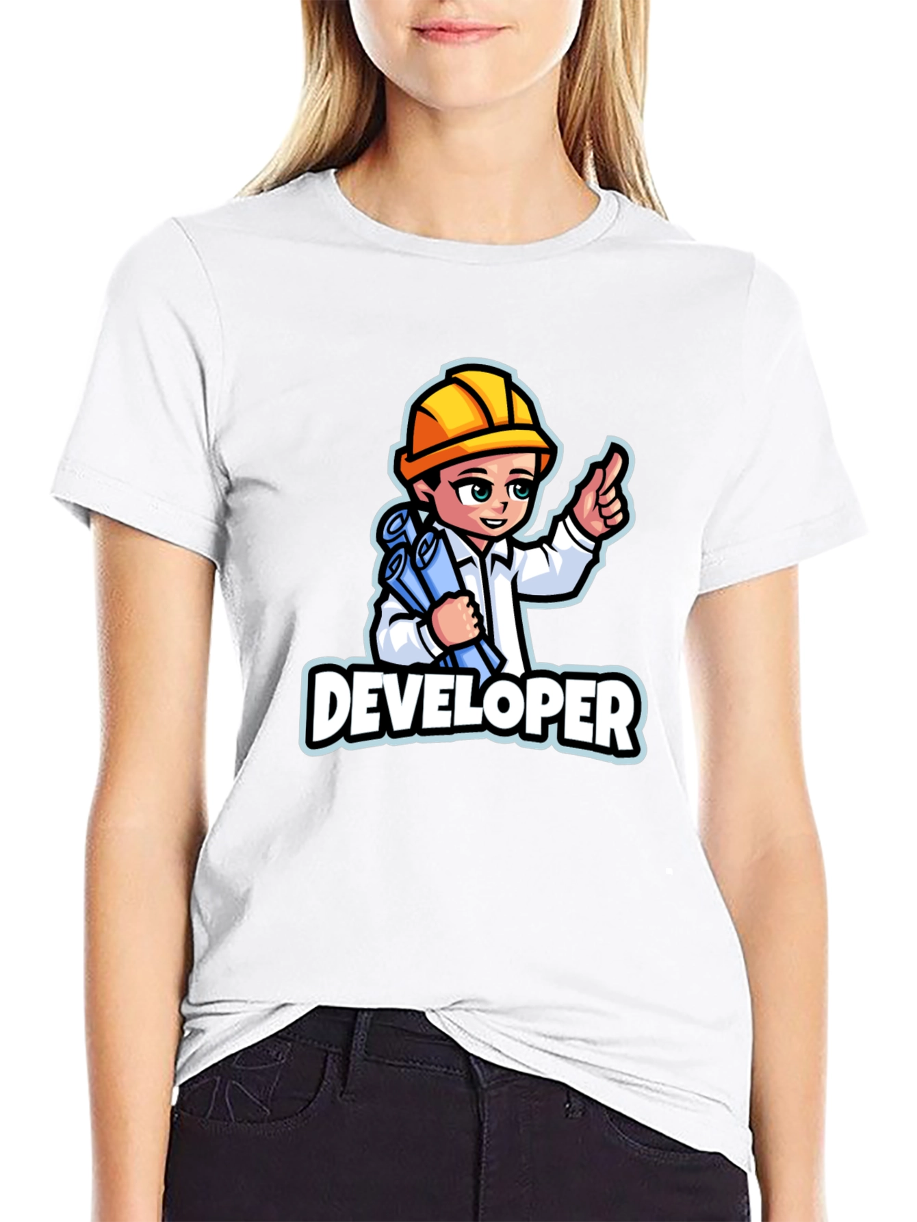 Developer Cartoon Graphic T-Shirt - Soft Cotton Blend