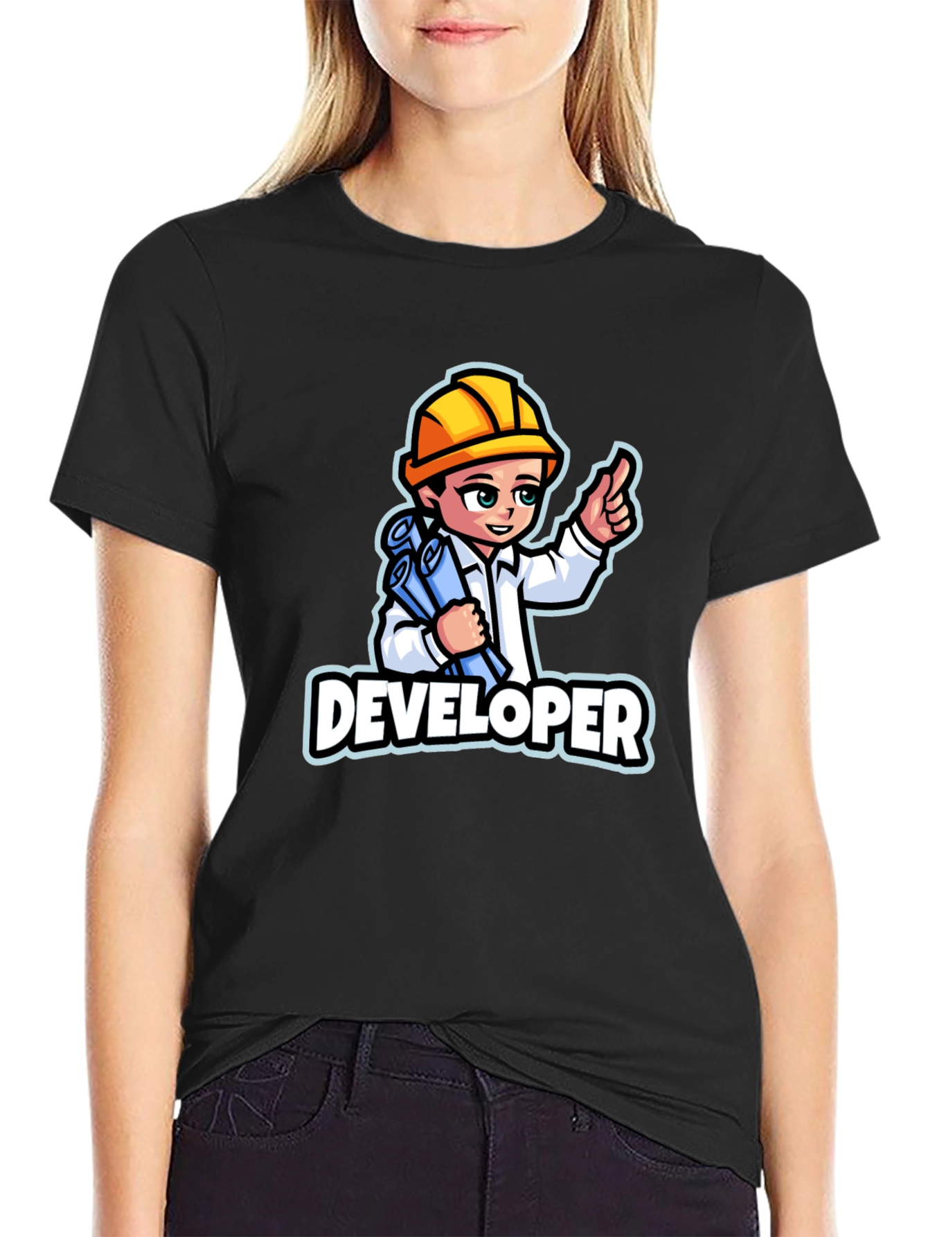 Developer Cartoon Graphic T-Shirt - Soft Cotton Blend