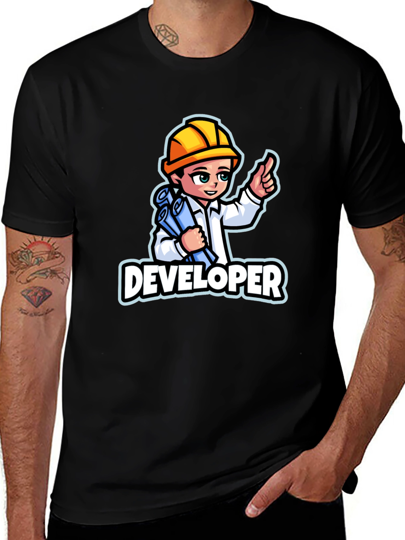 Developer Cartoon Graphic T-Shirt - Soft Cotton Blend