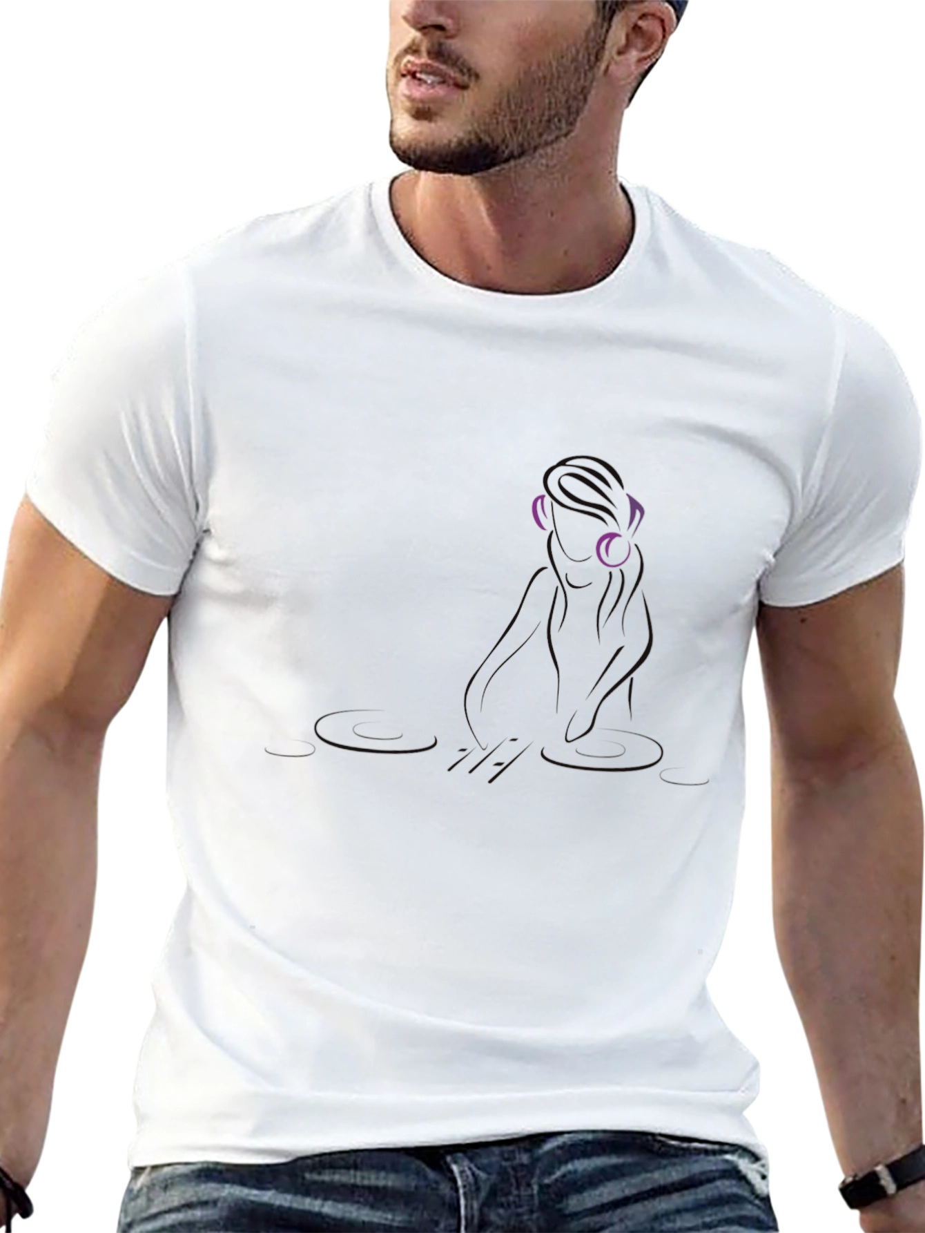Mens Black Graphic Tee - DJ Girl