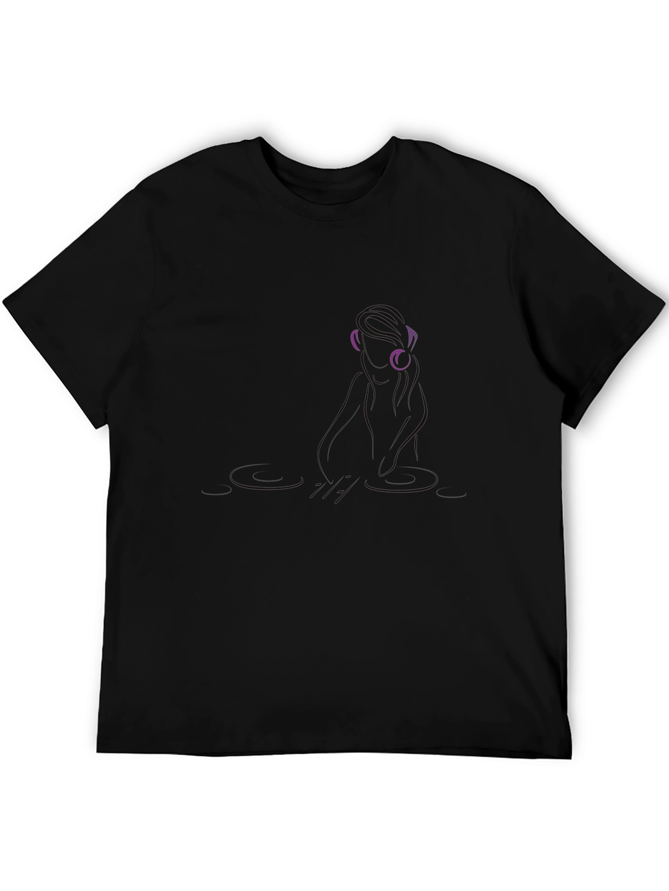 Mens Black Graphic Tee - DJ Girl