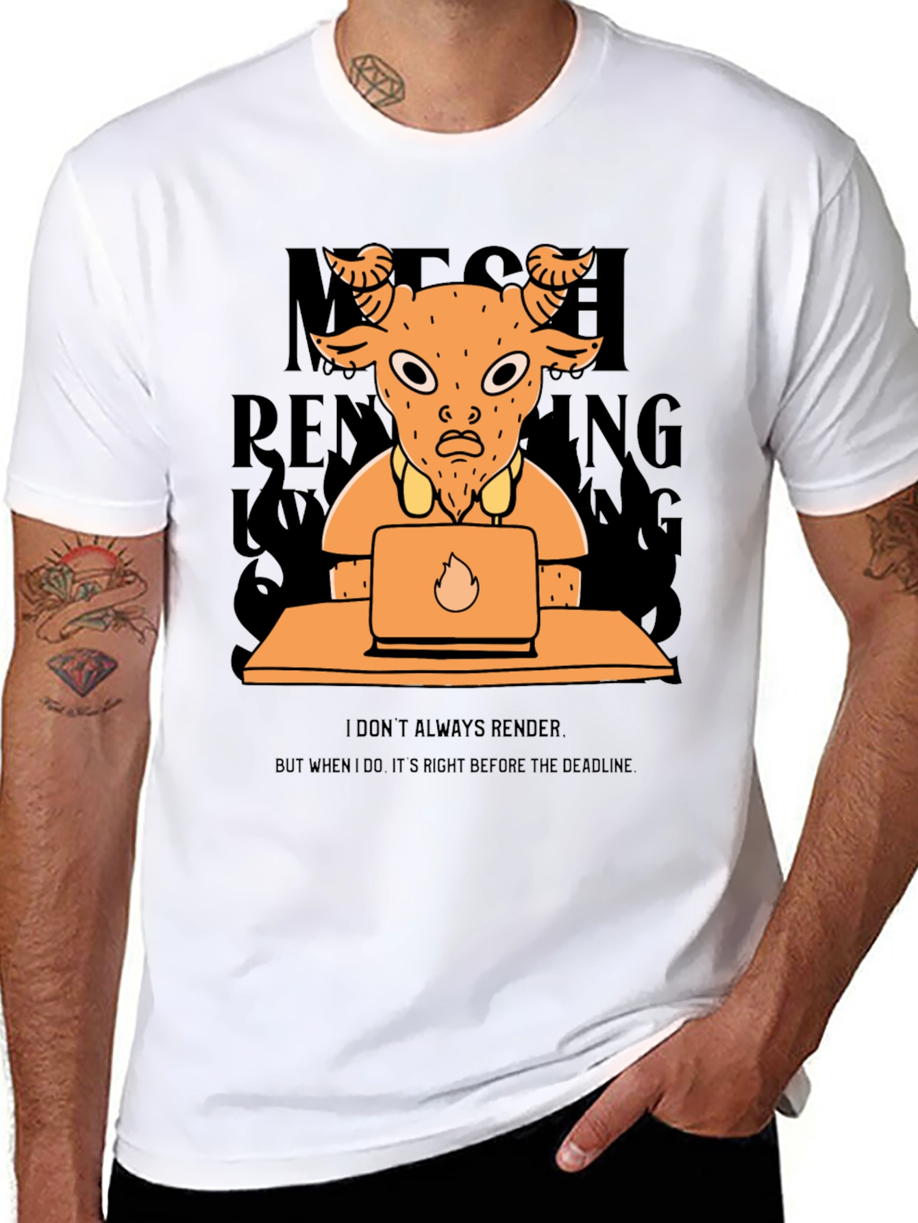 Funny Render Goat T-Shirt - Deadline Design