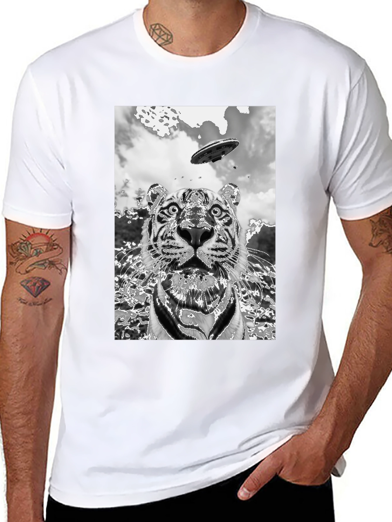 Tiger Alien Abduction Graphic Tee