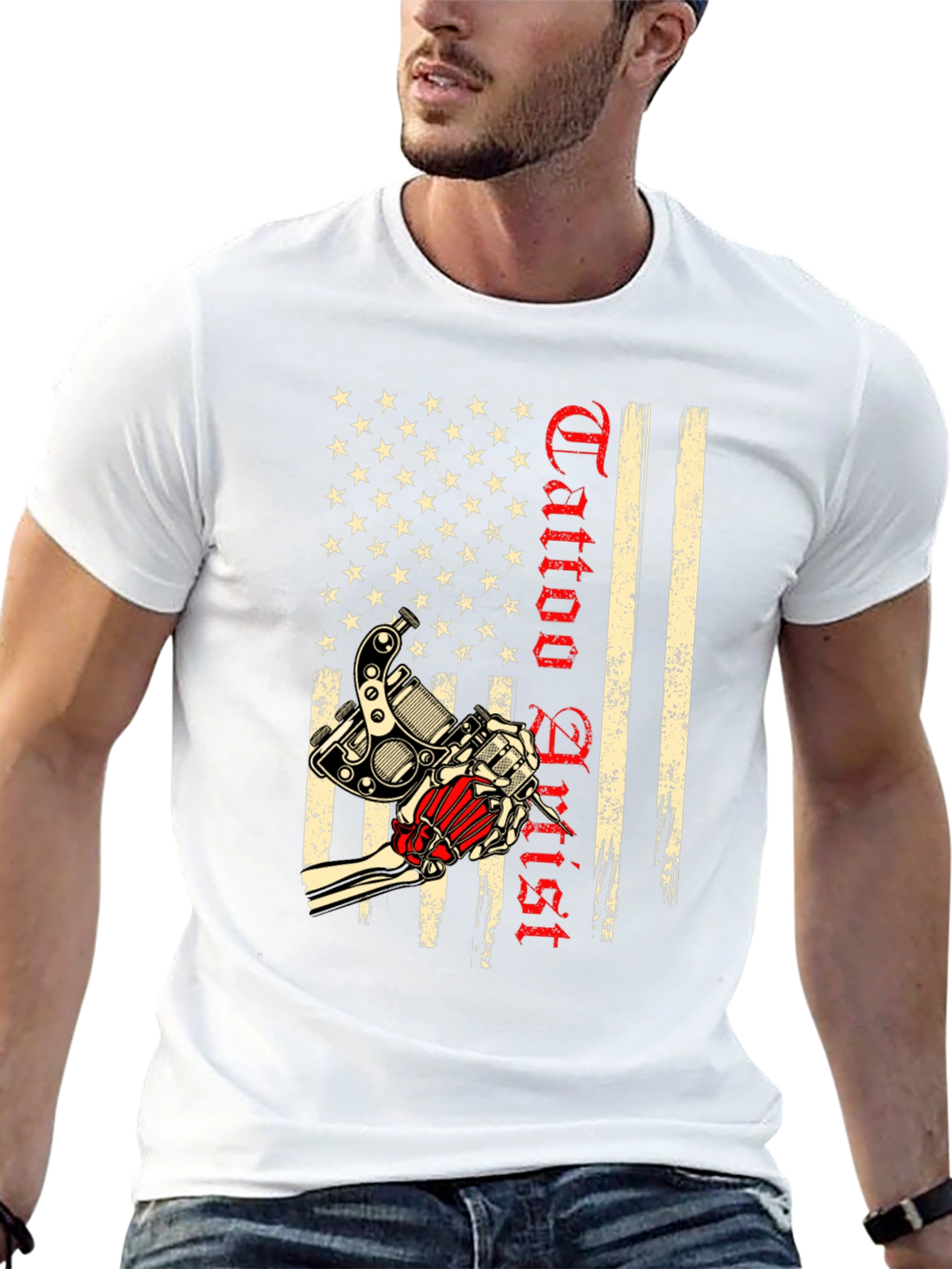Tattoo Artist USA Flag Graphic T-Shirt