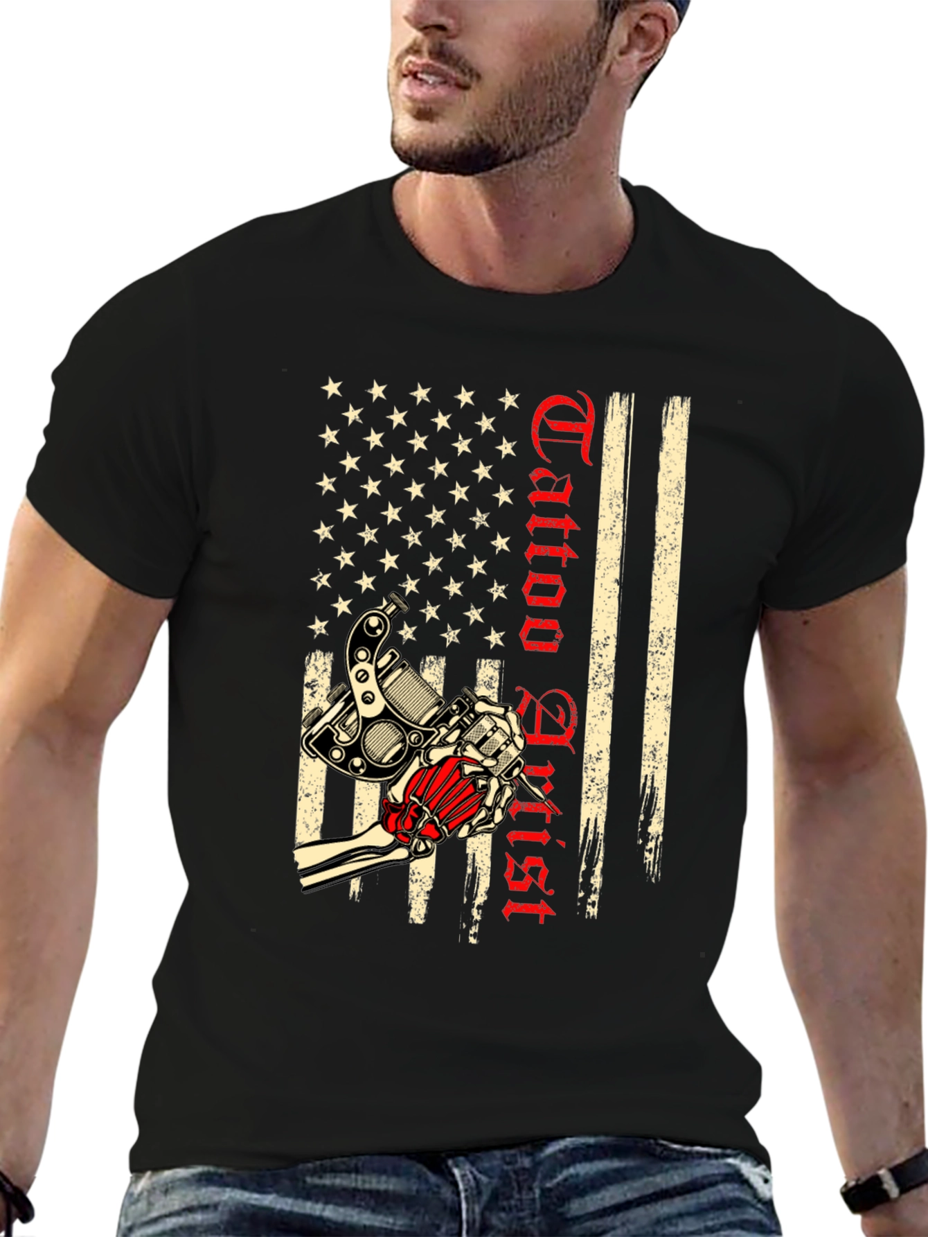 Tattoo Artist USA Flag Graphic T-Shirt