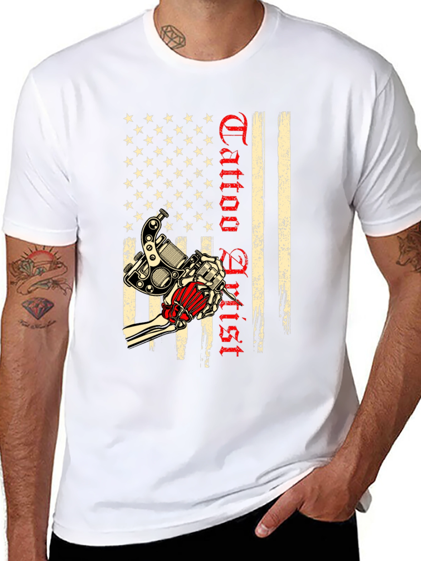 Tattoo Artist USA Flag Graphic T-Shirt