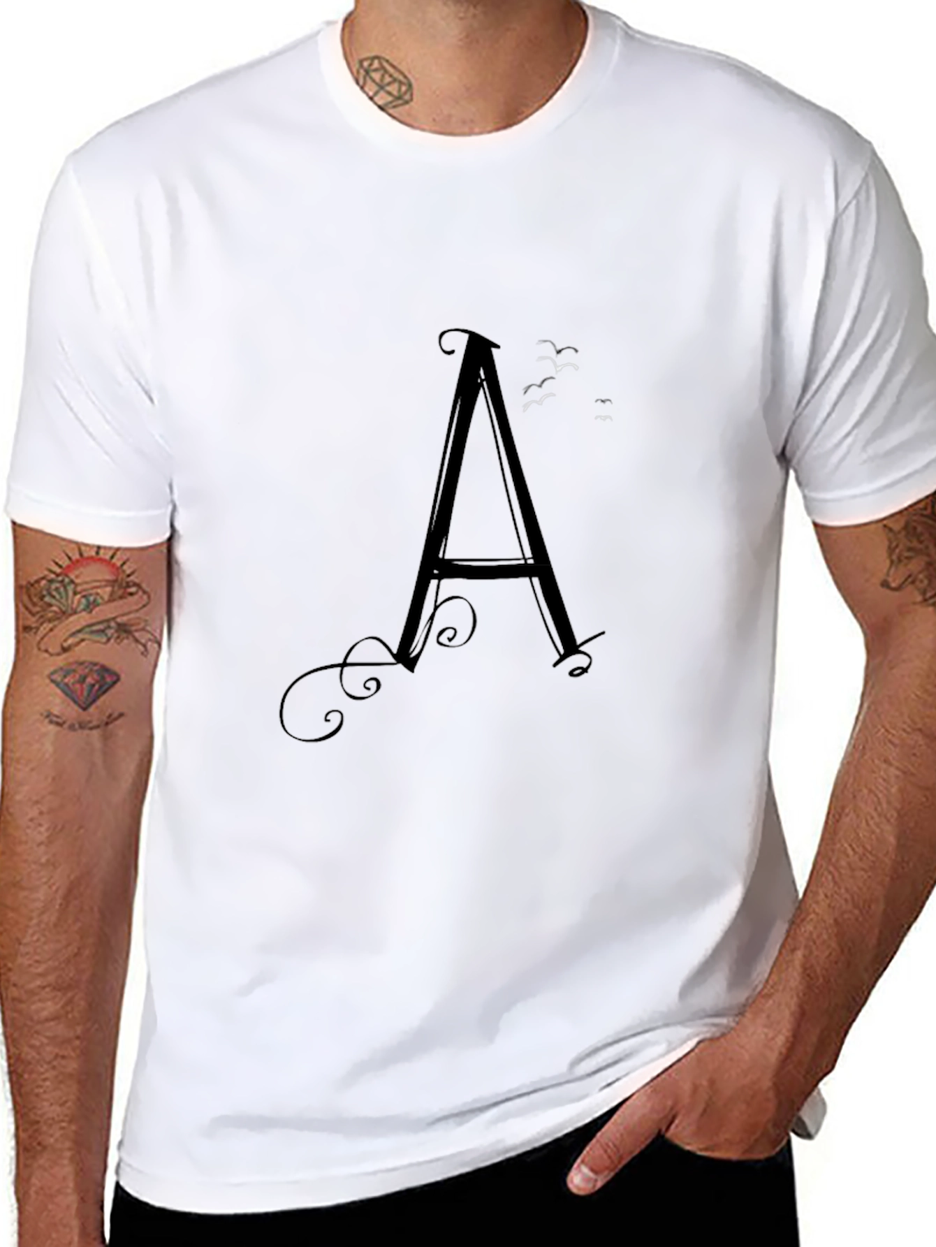 Black T-Shirt with Letter A Design