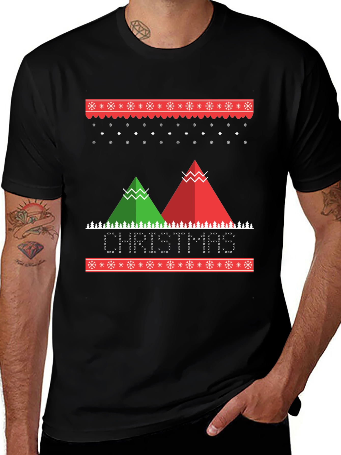Christmas Holiday Graphic Print Crew Neck T-Shirt