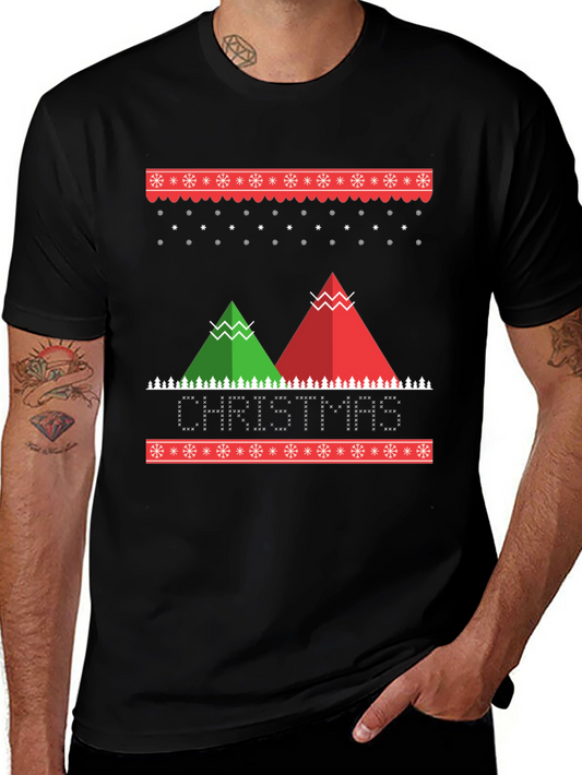 Christmas Holiday Graphic Print Crew Neck T-Shirt