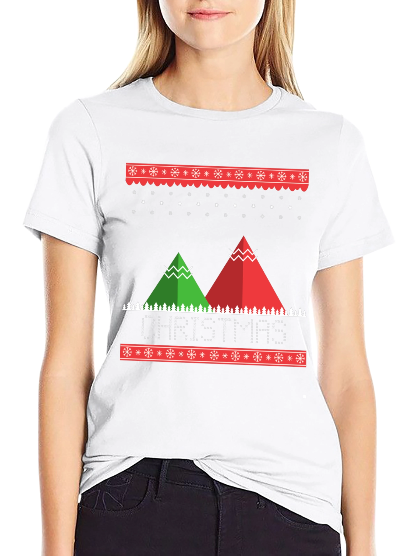 Christmas Holiday Graphic Print Crew Neck T-Shirt