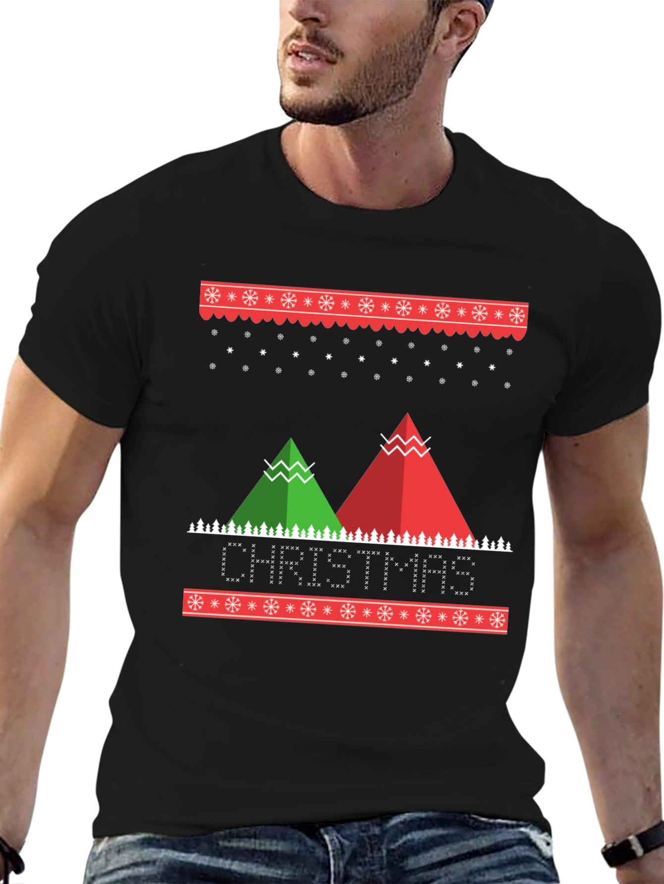 Christmas Holiday Graphic Print Crew Neck T-Shirt